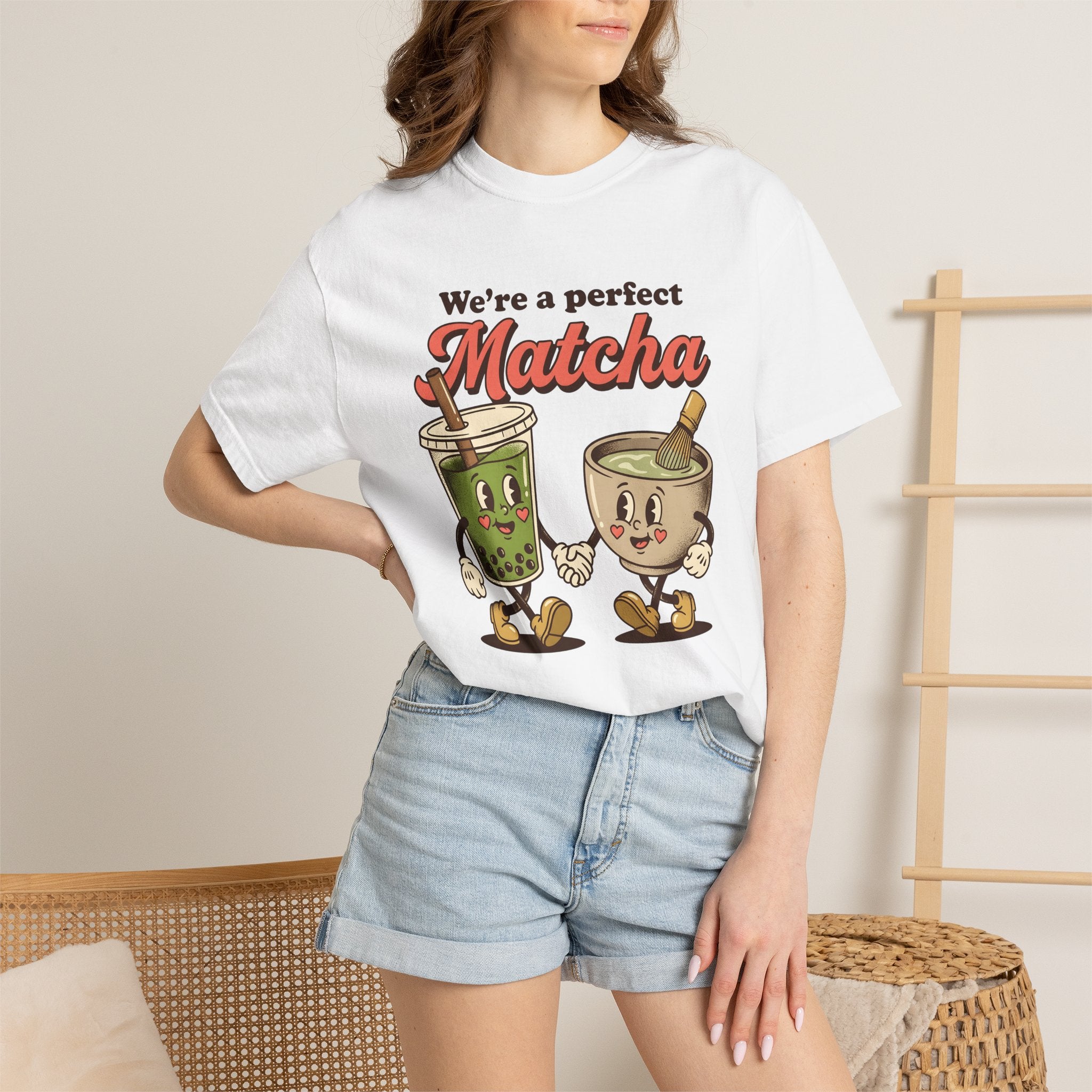 Matcha Tea Characters Shirt St. Valentine's Day Couple Gift Women Cartoon Tee Green Tea T-Shirt Valentine Fan Comic Tshirt Partnership