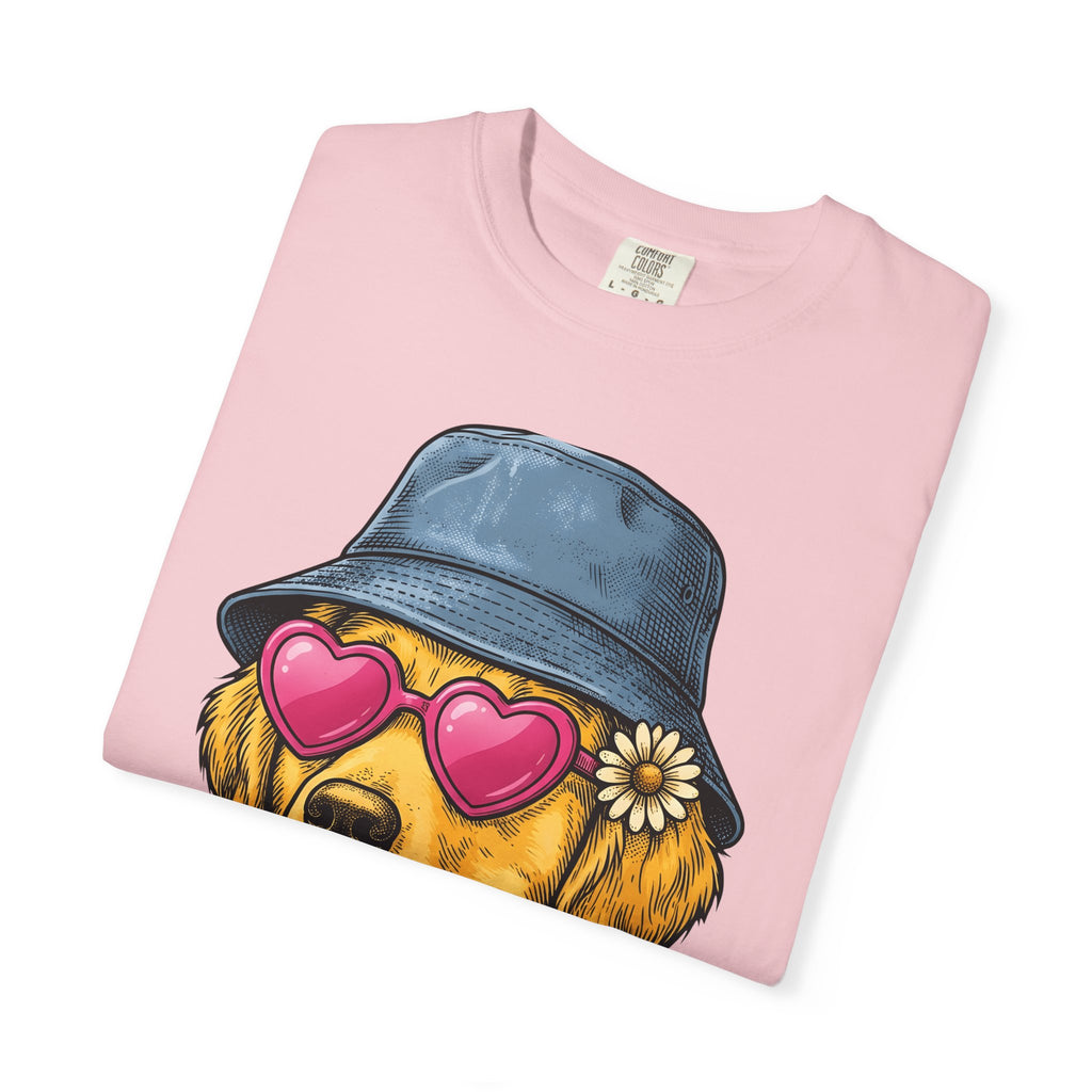 Golden Retriever Shirt St Valentines Day Pet Owner Gift Women Cartoon Tee Retriever T-Shirt Valentines Fan Comic Tshirt Dog Owner Graphic