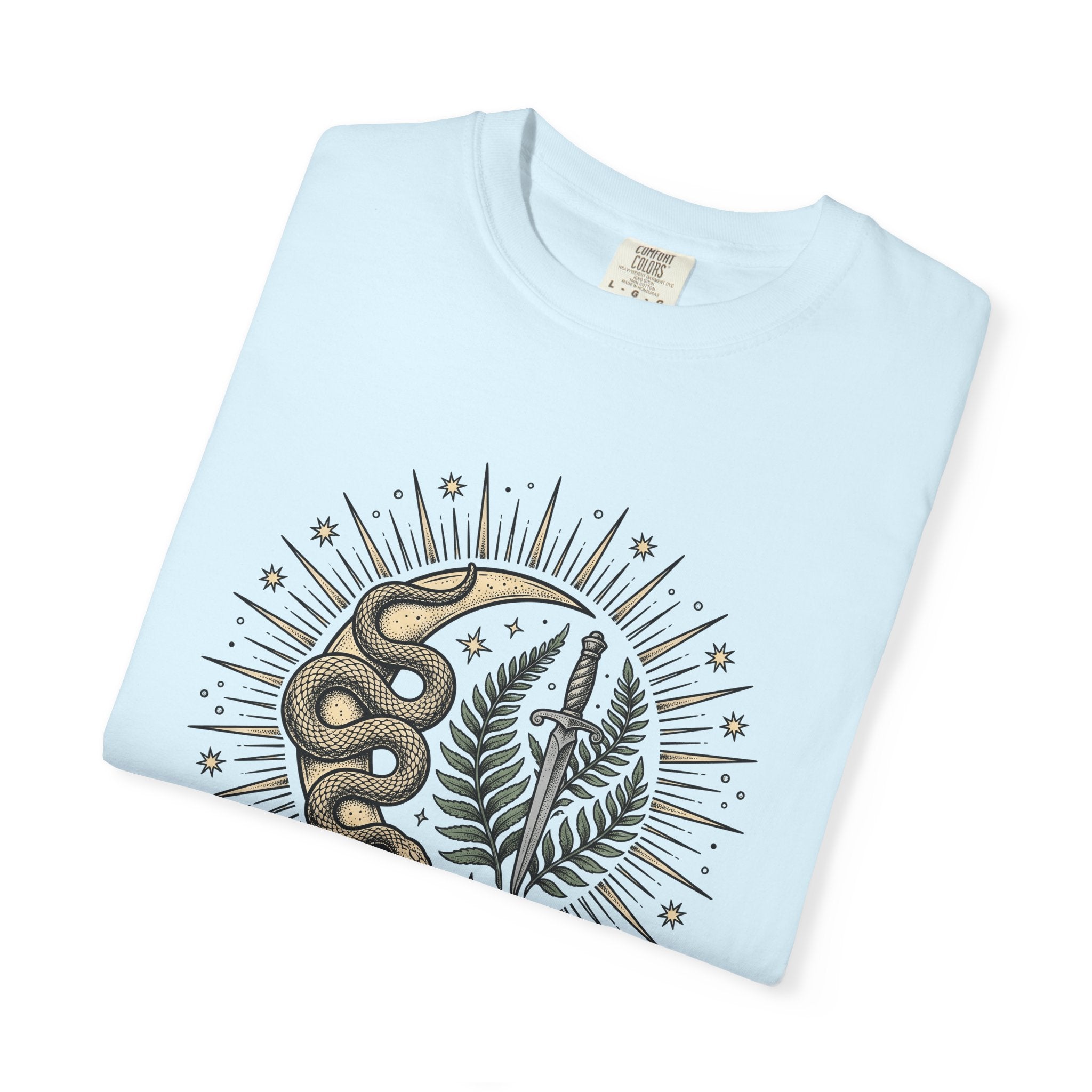Python Moon Shirt Boho Chic Spiritual Gift Women Body Art Tee Lunar T-Shirt Bohemian Fan Tattooed Tshirt Mystical Graphic Old School Blade