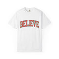 Varsity Block Text Shirt Christmas Holiday Gift Women Bold Tee Lettering T-Shirt Xmas Fan Typography Tshirt Seasonal Graphic Retro