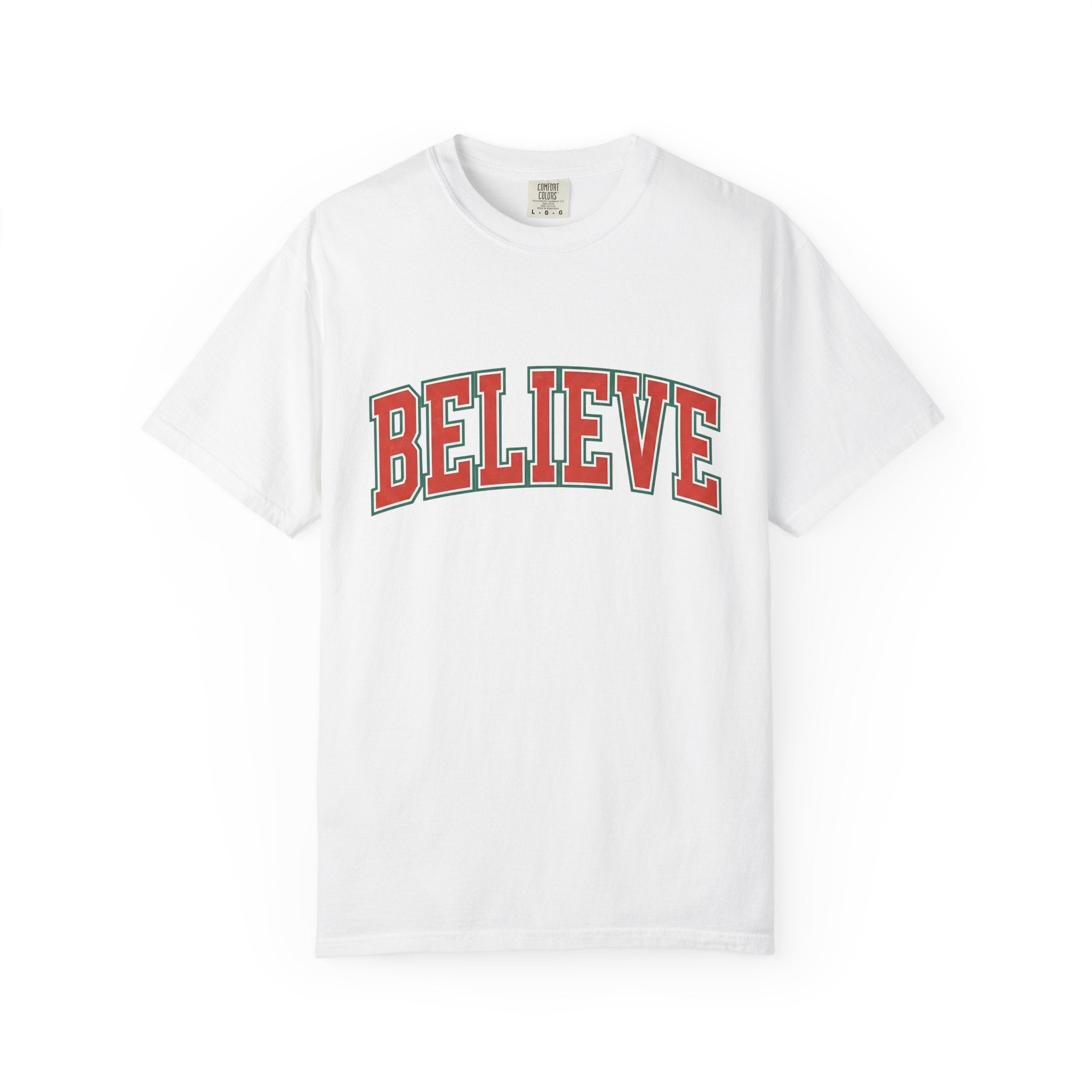 Varsity Block Text Shirt Christmas Holiday Gift Women Bold Tee Lettering T-Shirt Xmas Fan Typography Tshirt Seasonal Graphic Retro