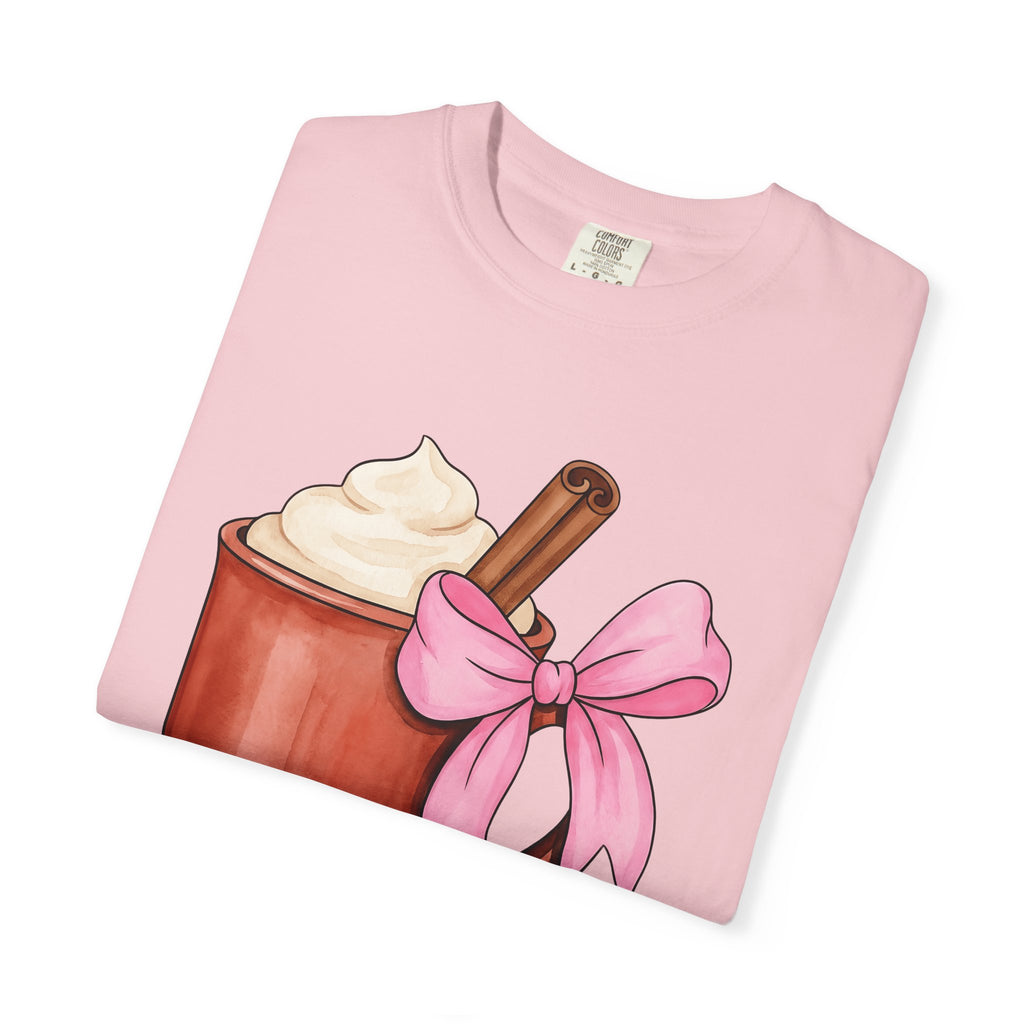 Hot Chocolate Mug Shirt Holiday Coffee Gift Women Watercolor Tee Cocoa Mug T-Shirt Christmas Fan Painted Tshirt Coffee Bean Graphic Hand