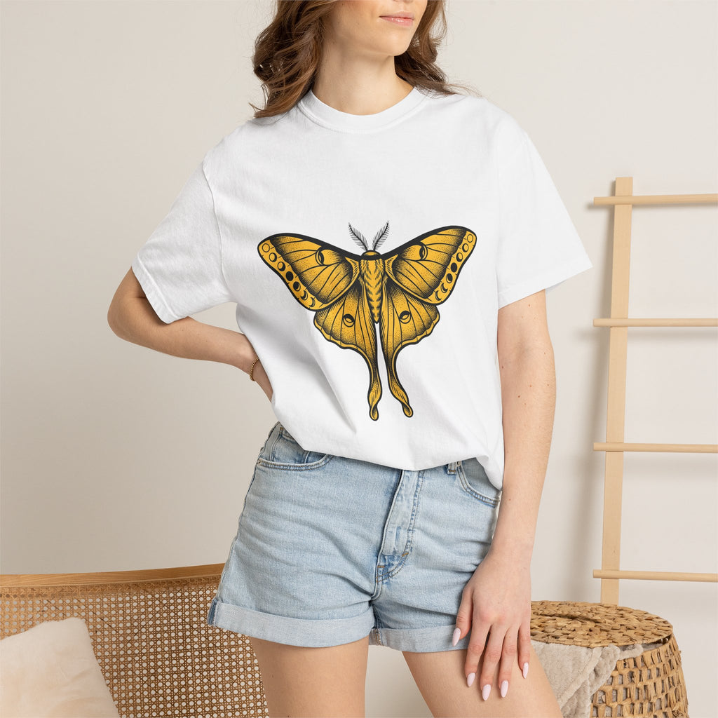 Night Moth Shirt Boho Chic Wildlife Gift Women Sketch Tee Moth T-Shirt Bohemian Fan Illustrated Tshirt Wildlife Graphic Hand Drawn Moon