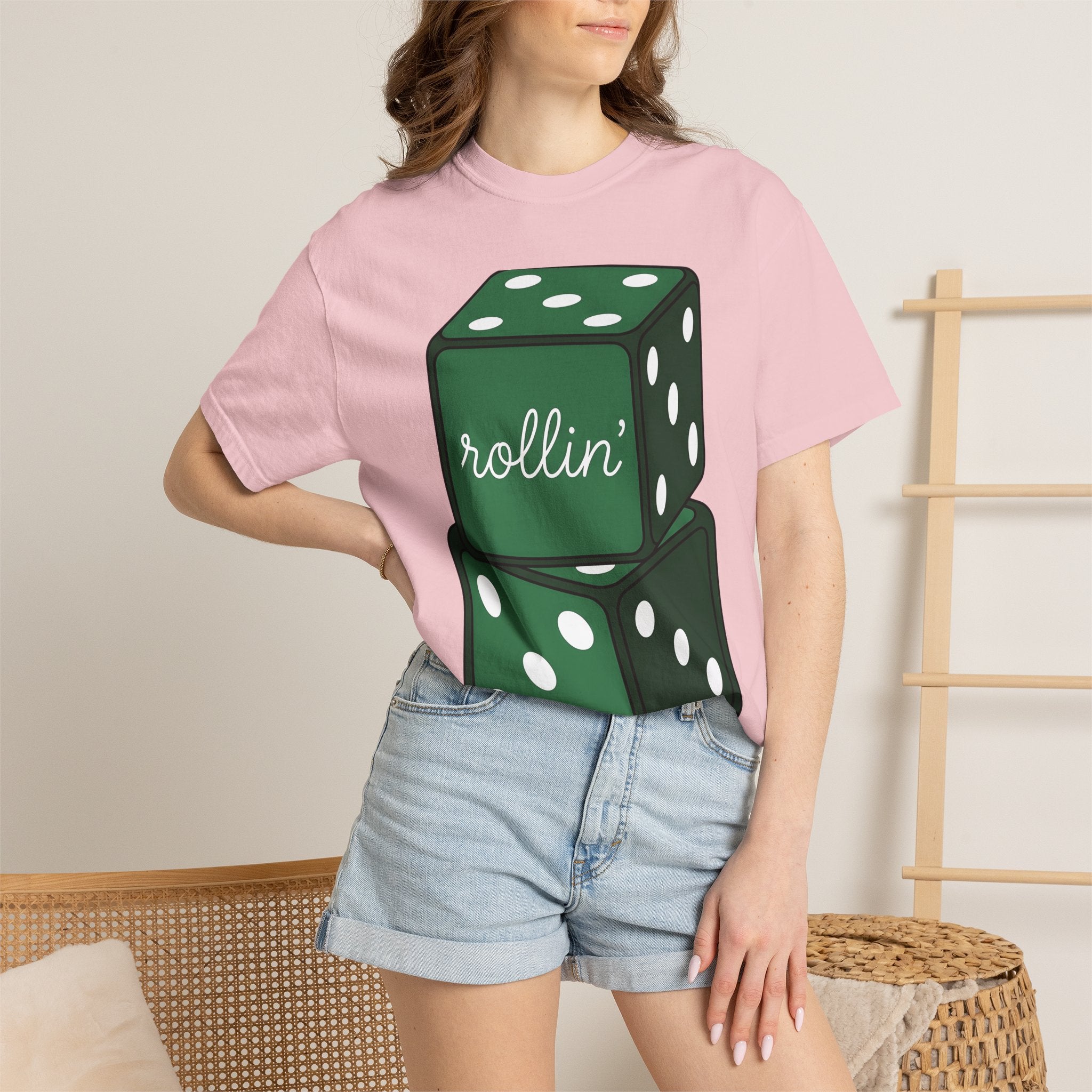 Green Dice Shirt St Patrick's Day Gambling Gift Women Graphic Tee Dice T-Shirt Luck Fan Graphic Tshirt Betting Design Minimal Polka Dots
