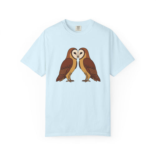 Barn Owl Pair Shirt Valentines Day Animal Gift Women Cartoon Tee Owl T-Shirt Valentine Fan Cute Tshirt Wildlife Graphic Minimalist