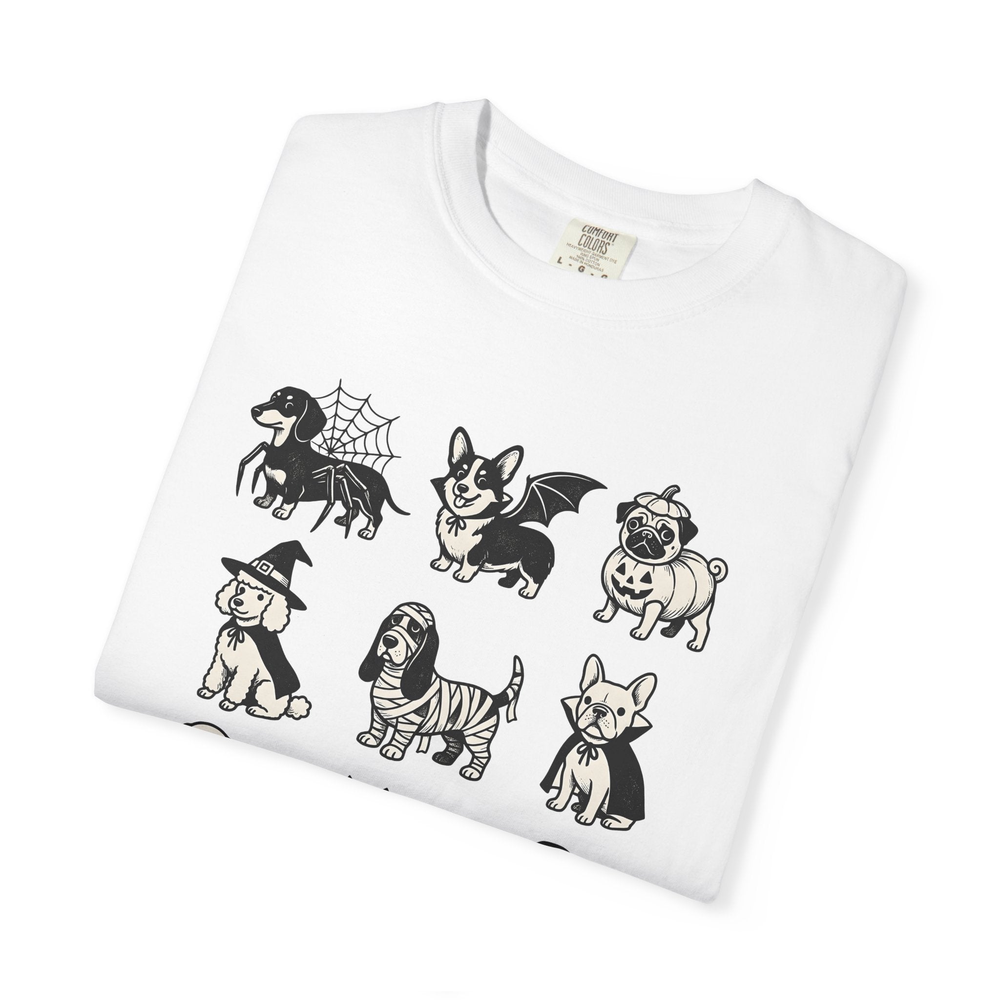 Scary Dogs Shirt Dog Celebration Gift Women Funny Tee Frightful Dogs T-Shirt Dog Fan Spooky Graphic Party Illustration Retro Tshirt Old