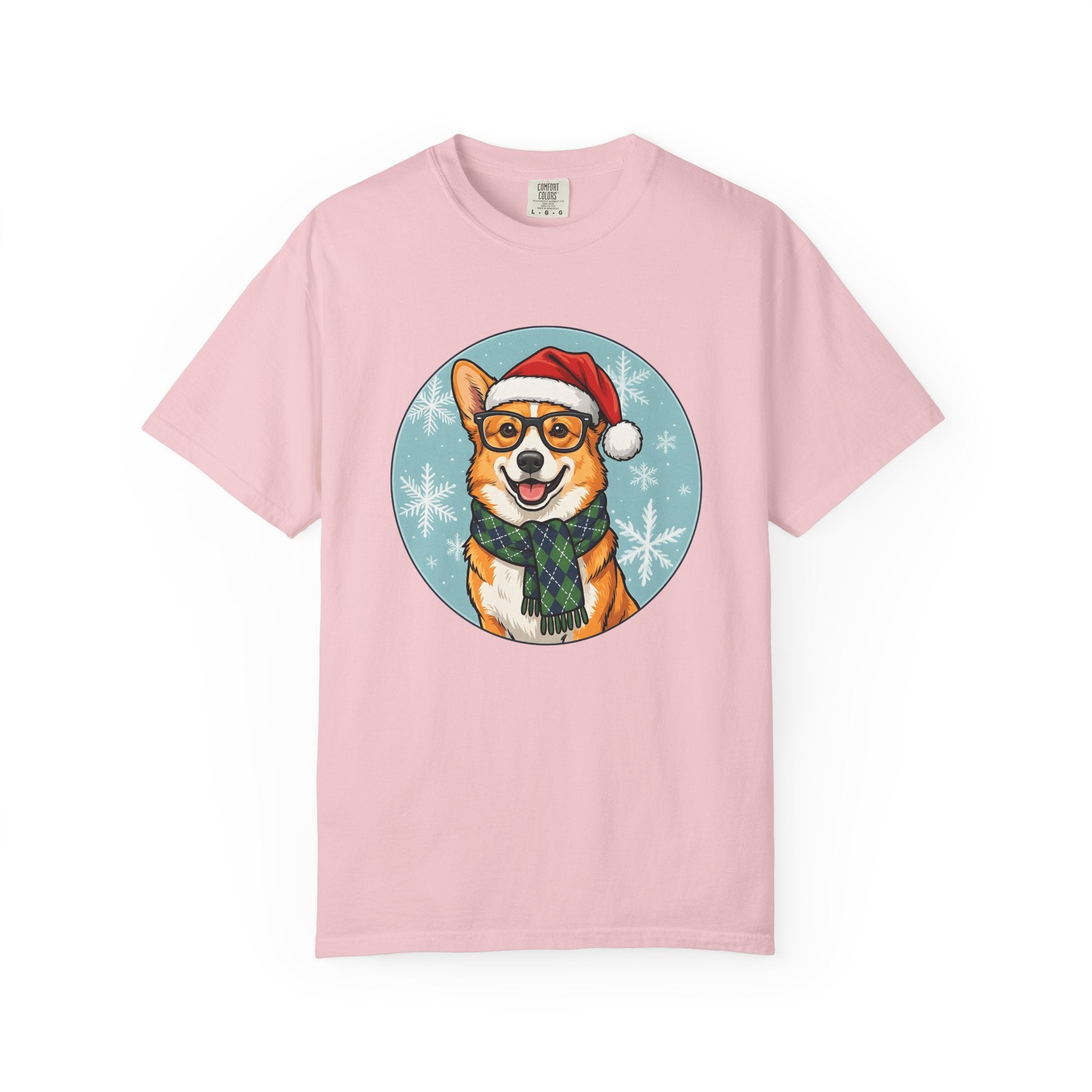 Corgi Dog Shirt Dog Christmas Gift Women Cartoon Tee Puppy T-Shirt Dog Fan Cartoony Tshirt Holiday Graphic Vintage Santa Hat Tshirt
