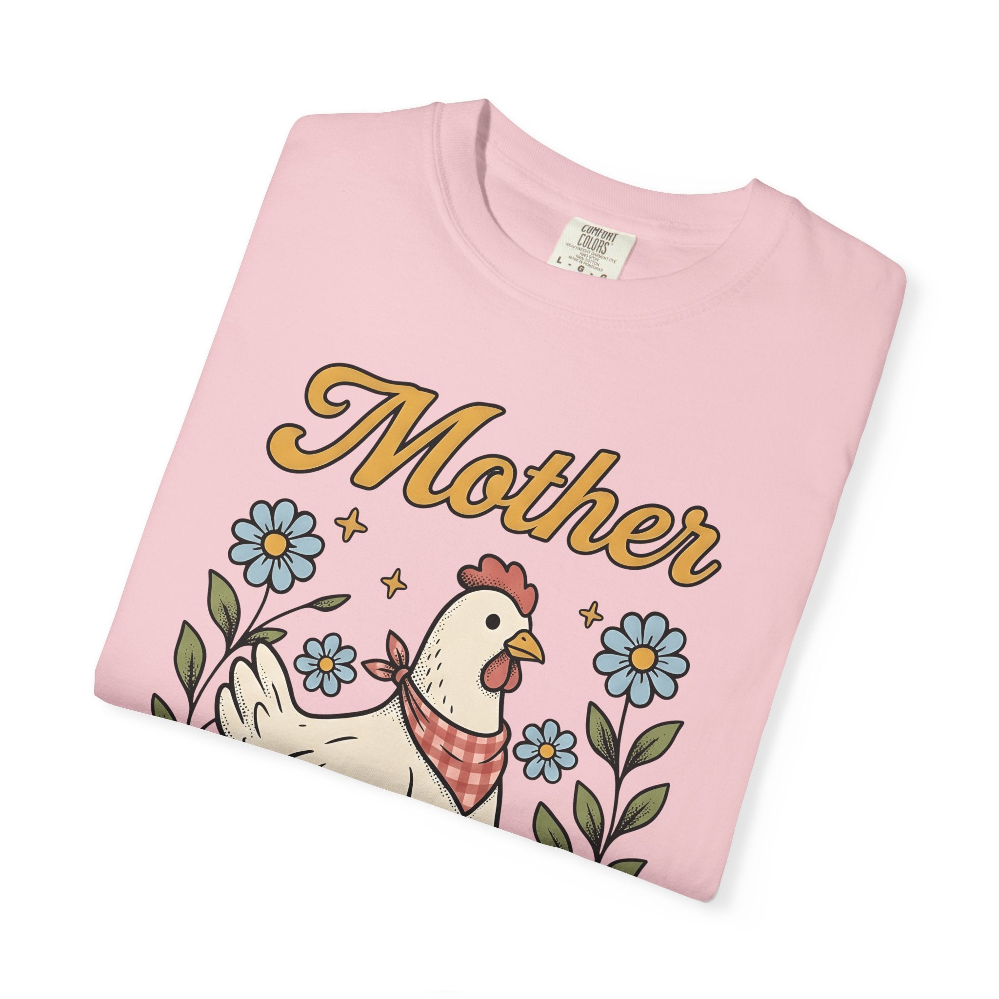 Hen Design Shirt Mother Ranch Gift Women Old School Tee Chicken Design T-Shirt Mom Fan Clucking Graphic Tshirt Outline Blossoms Tshirt