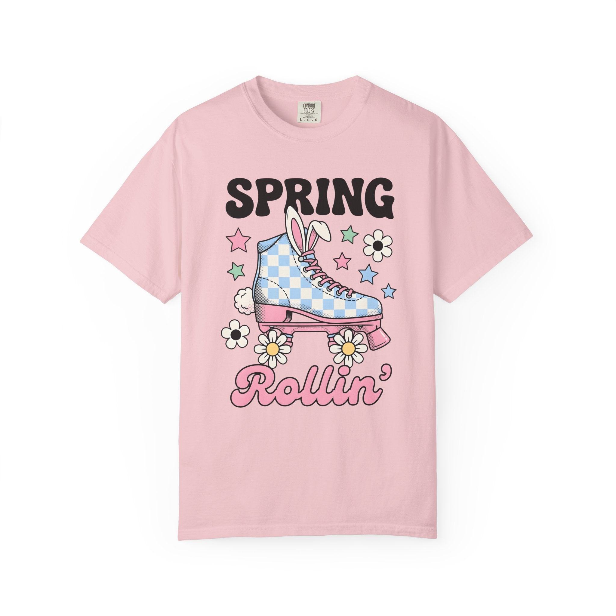 Bunny Skate Shirt Easter Plants Gift Women Classic Tee Rabbit Skate T-Shirt Easter Fan Spring Tshirt Vintage Illustration Floral Graphic