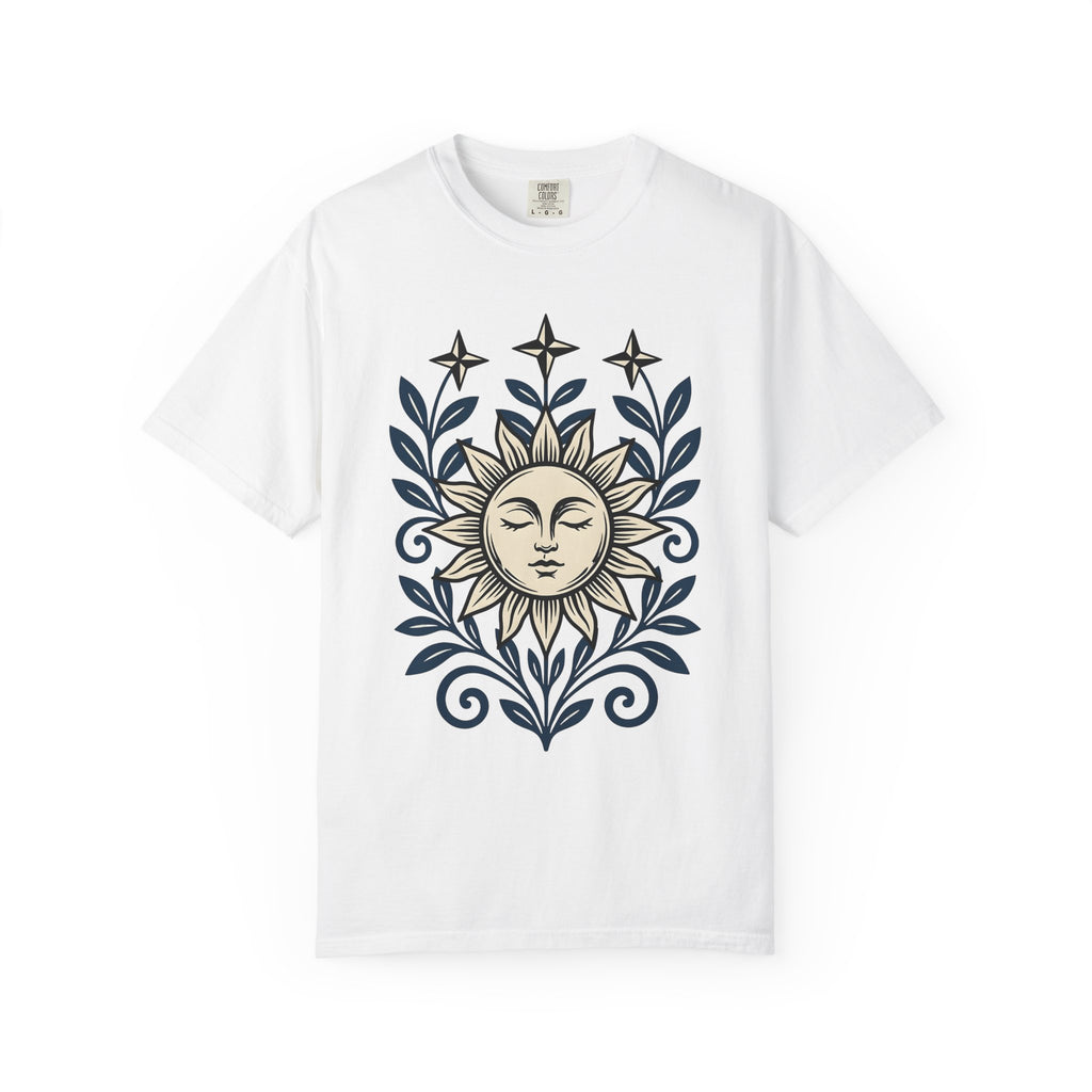 Sun Face Shirt Boho Chic Stars Gift Women Folk Tee Sun T-Shirt Bohemian Fan Tribal Tshirt Celestial Graphic Rustic Blossom Tshirt