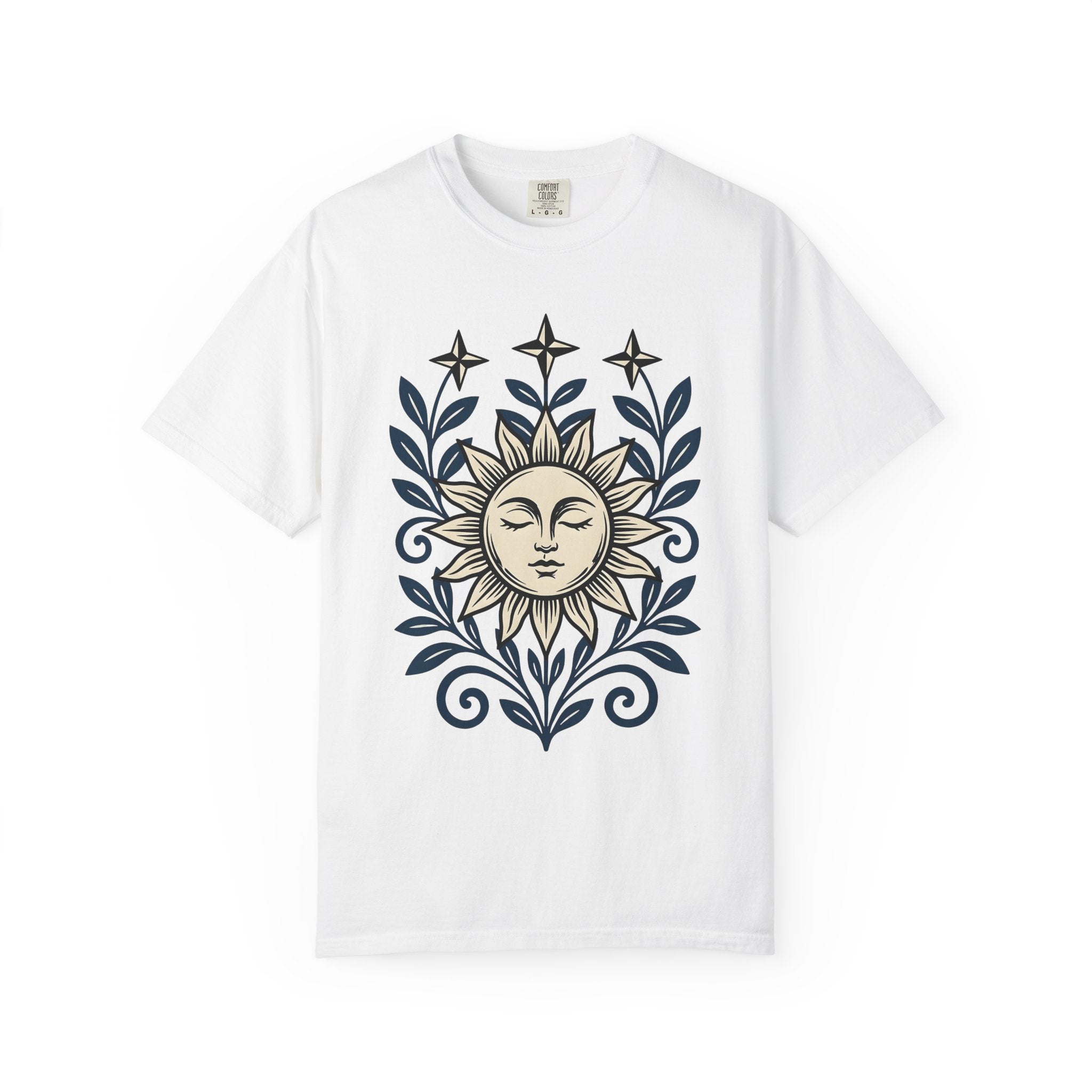 Sun Face Shirt Boho Chic Stars Gift Women Folk Tee Sun T-Shirt Bohemian Fan Tribal Tshirt Celestial Graphic Rustic Blossom Tshirt