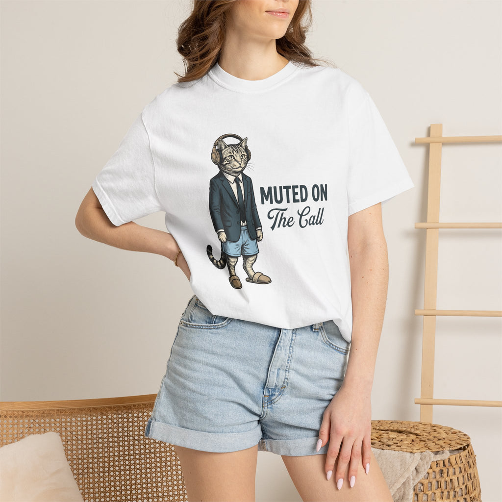 Cat Suit Shirt Cat Work From Home Gift Women Vintage Tee Catsuit T-Shirt Cat Fan Retro Tshirt Remote Graphic Hand Drawn Headphones Tshirt