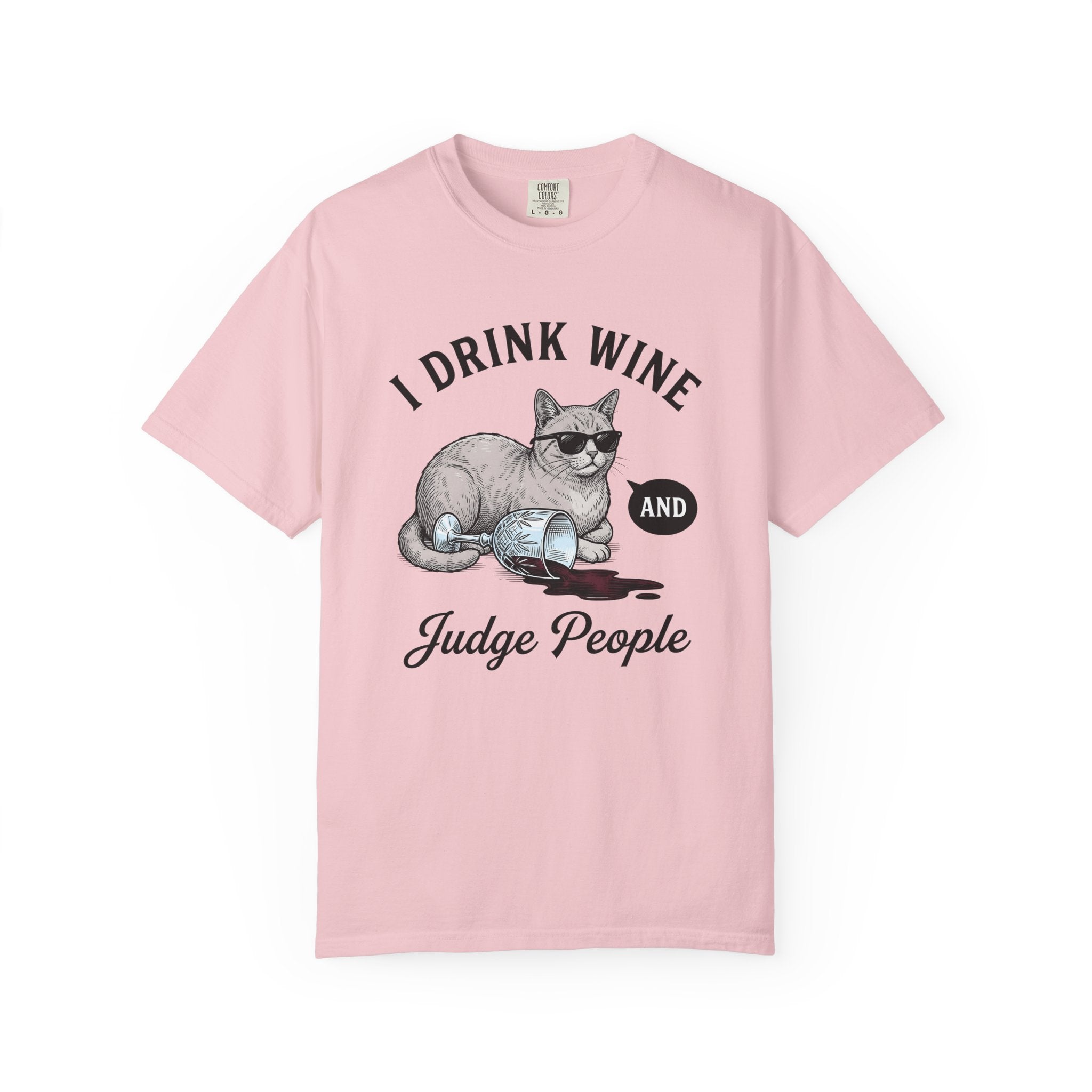 Cat Sunglasses Shirt Cat Humor Gift Women Vintage Tee Cool Cat T-Shirt Cat Fan Retro Tshirt Funny Graphic Hand Drawn Wine Glass Tshirt