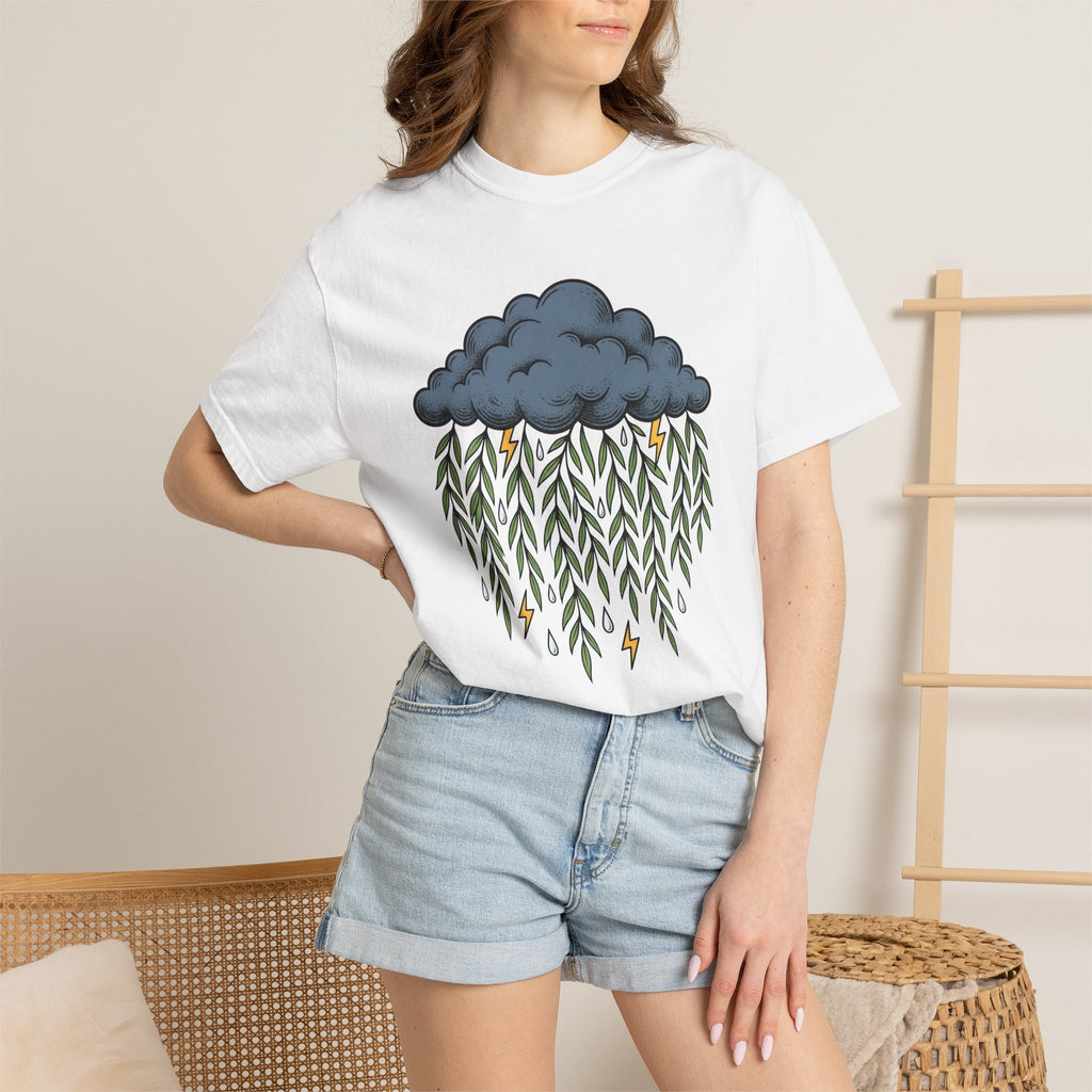 Cloud Willow Branches Shirt Boho Chic Wilderness Gift Women Line Art Tee Willow T-Shirt Bohemian Fan Illustration Graphic Tshirt Hand Drawn