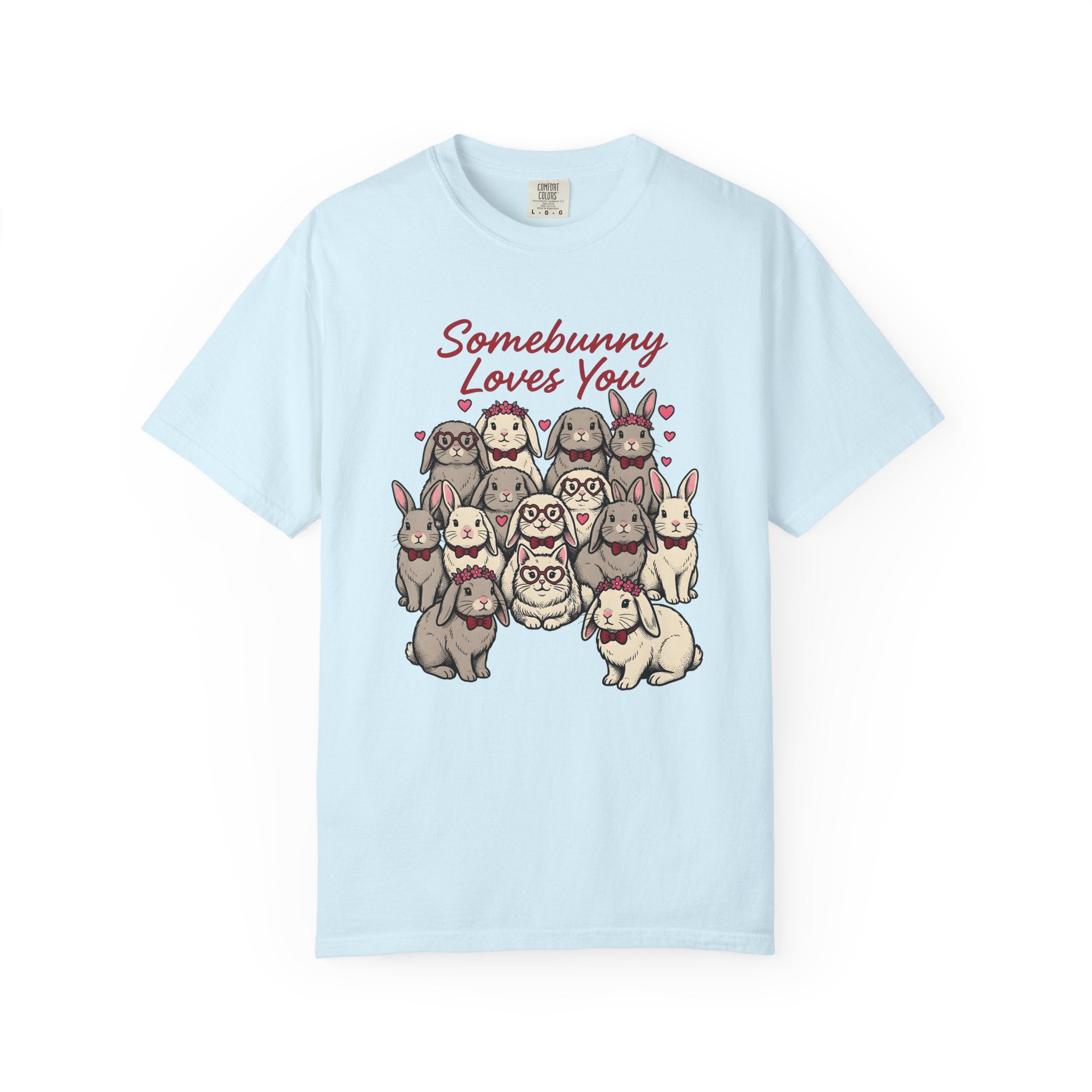 Bunny Group Shirt St. Valentine's Day Animals Gift Women Cute Tee Rabbits T-Shirt Valentine Fan Cute Tshirt Creature Graphic Hand Drawn