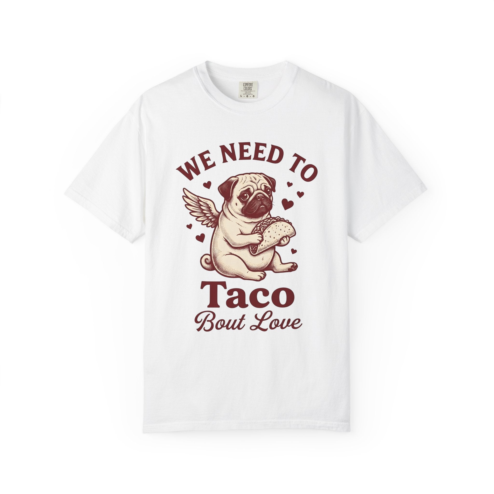 Pug Taco Shirt Valentines Day Dog Gift Women Vintage Tee Taco T-Shirt Valentine Fan Retro Tshirt Dog Graphic Hand Drawn Hearts Tshirt