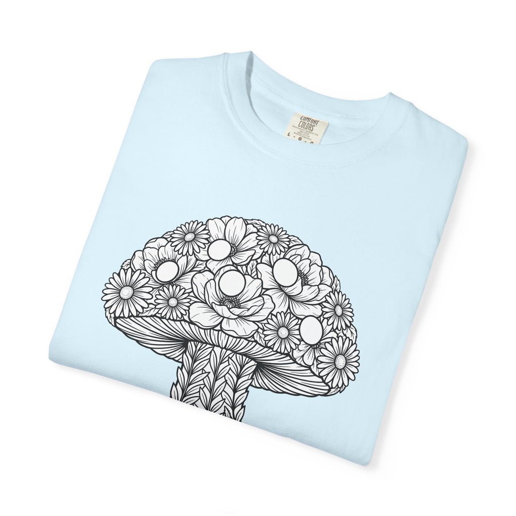 Fungus Flower Shirt Valentine's Day Outdoors Gift Women Rustic Tee Mushroom T-Shirt Valentine Fan Vintage Tshirt Wilderness Graphic Sketch
