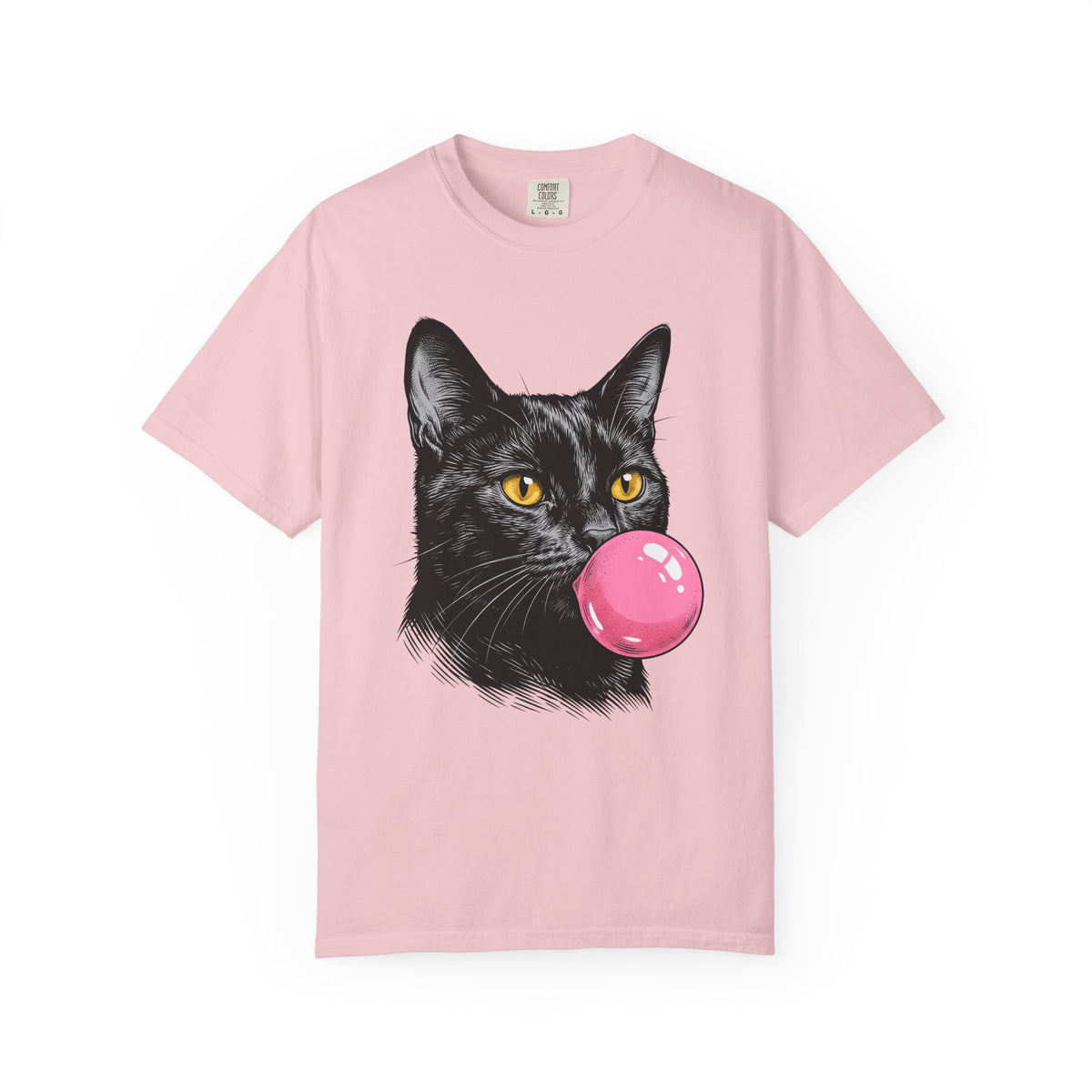 Dark Cat Shirt Cat Funny Gift Women Pop Art Tee Black Cat T-Shirt Feline Fan Cat Graphic Retro Illustration Classic Gum Bubble Tshirt