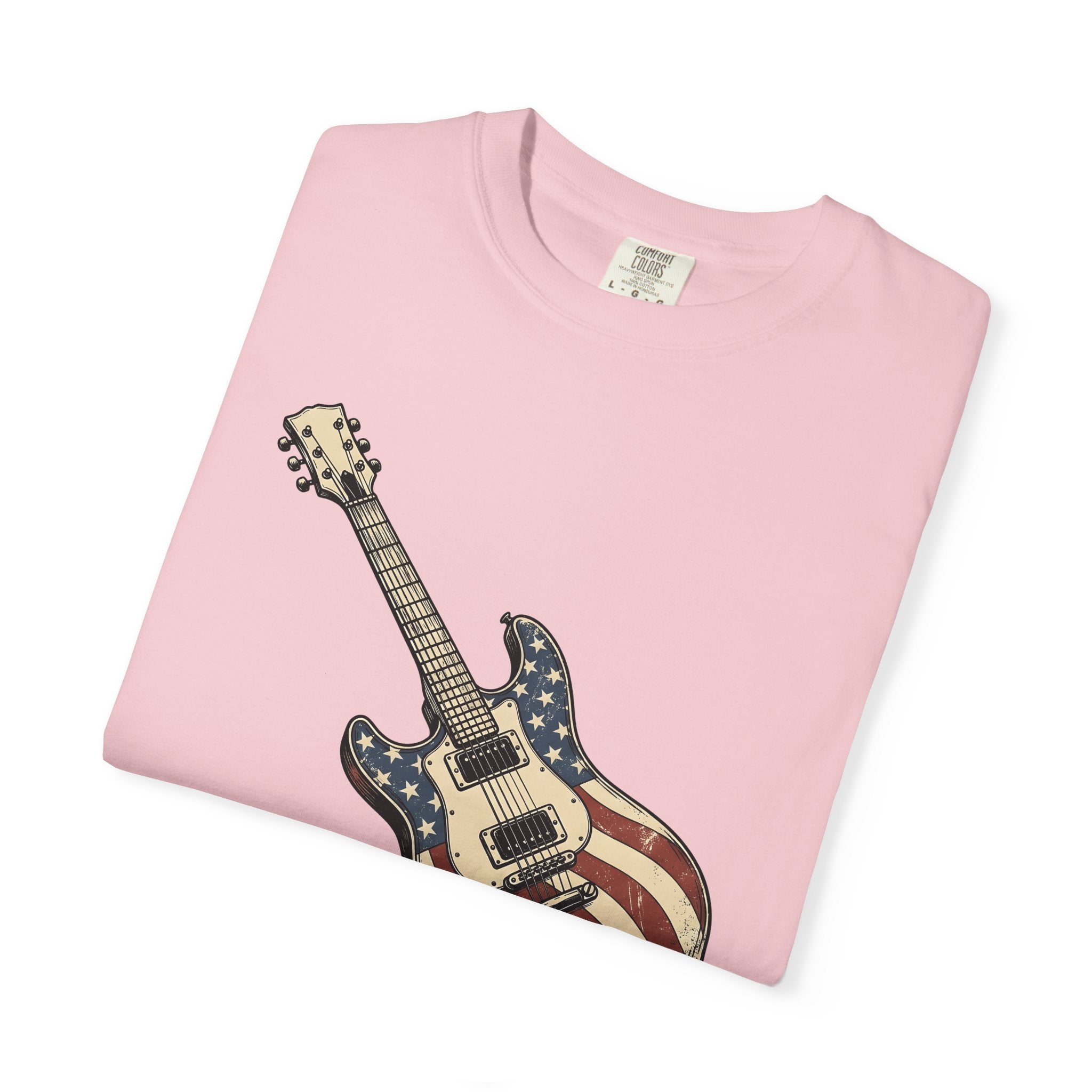 Electric Guitar Shirt America Instruments Gift Women Hand Drawn Tee Guitar T-Shirt Usa Fan Illustrated Tshirt Musical Instrument Graphic