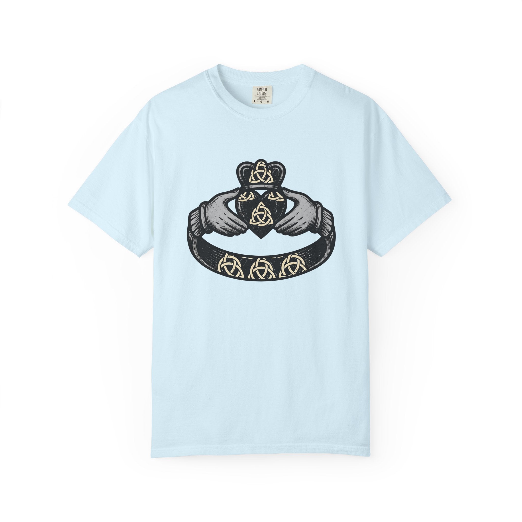 Claddagh Accessory Shirt St Patrick's Day Heritage Gift Women Sketch Tee Claddagh T-Shirt St Patrick's Day Enthusiast Drawing Illustration