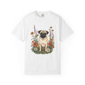 Pug Pet Shirt Dog Blossoms Gift Women Gouache Tee Pug T-Shirt Dog Fan Painter Tshirt Floral Graphic Contour Wild Blooms Tshirt