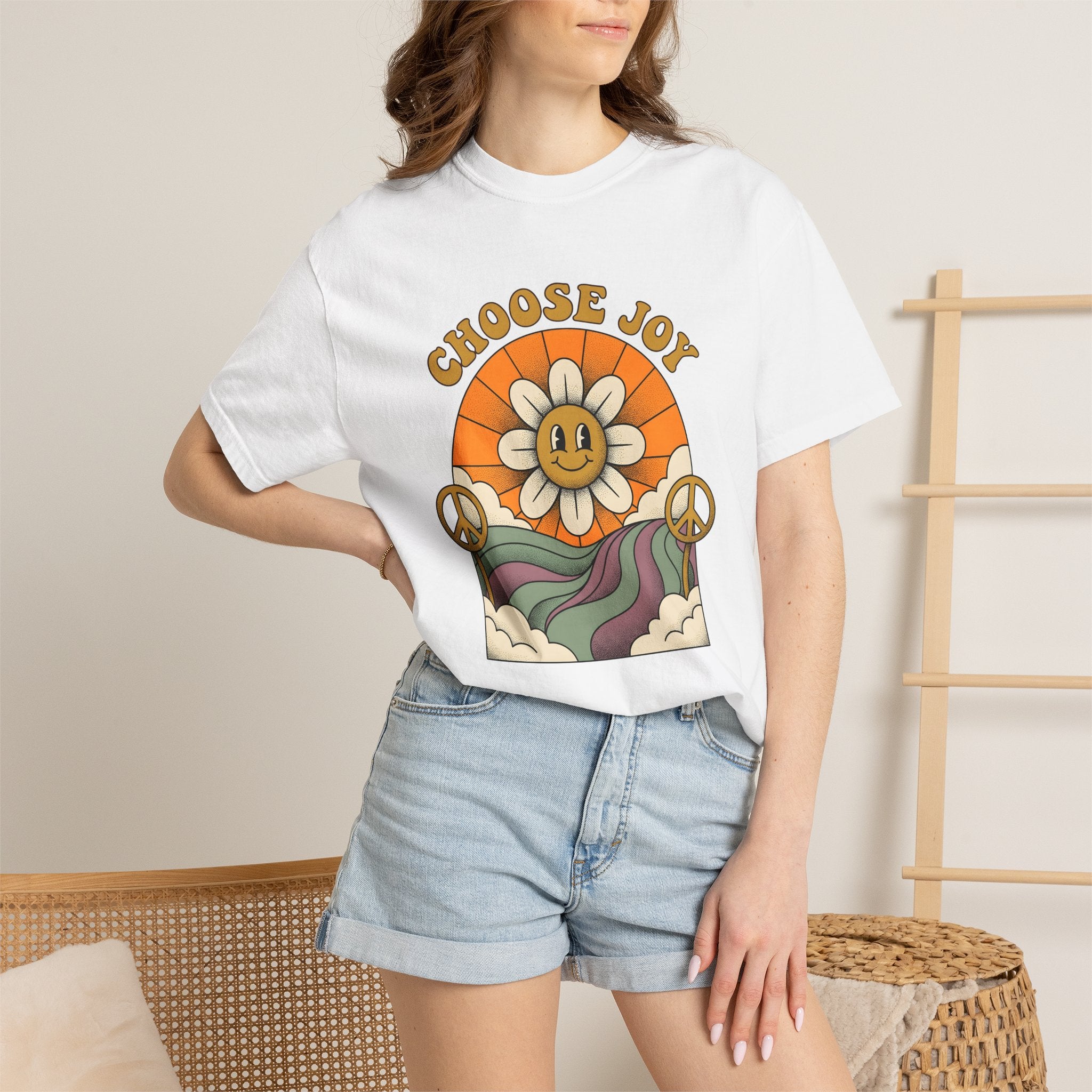 Cheerful Daisy Shirt Cottagecore Motivation Gift Women Hand Drawn Tee Flower T-Shirt Homebody Fan Illustrated Tshirt Inspirational Graphic