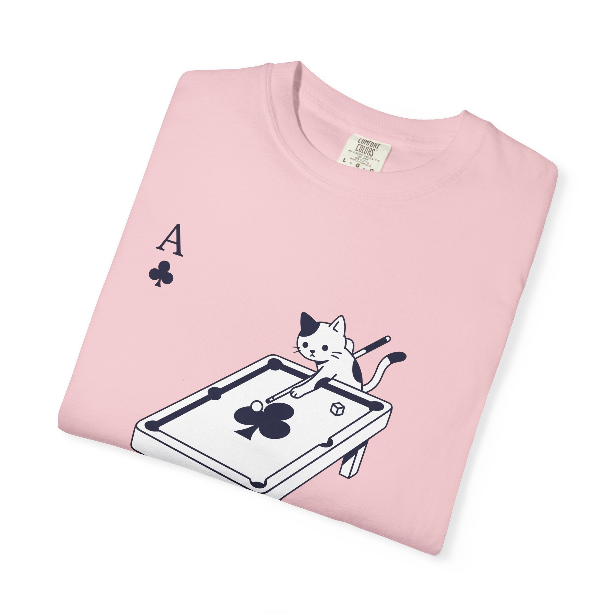 Cat Pool Table Shirt Cat Gaming Gift Women Kawaii Tee Billiard Table T-Shirt Cat Fan Anime Tshirt Gamer Graphic Minimal Playing Card Tshirt
