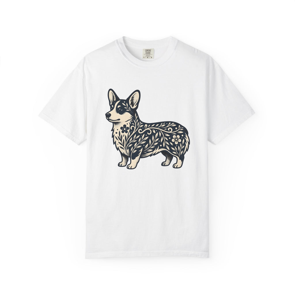 Corgi Pet Shirt Dog Blossom Gift Women Tribal Tee Puppy T-Shirt Dog Fan Canine Tshirt Floral Graphic Classic Botanical Print Tshirt