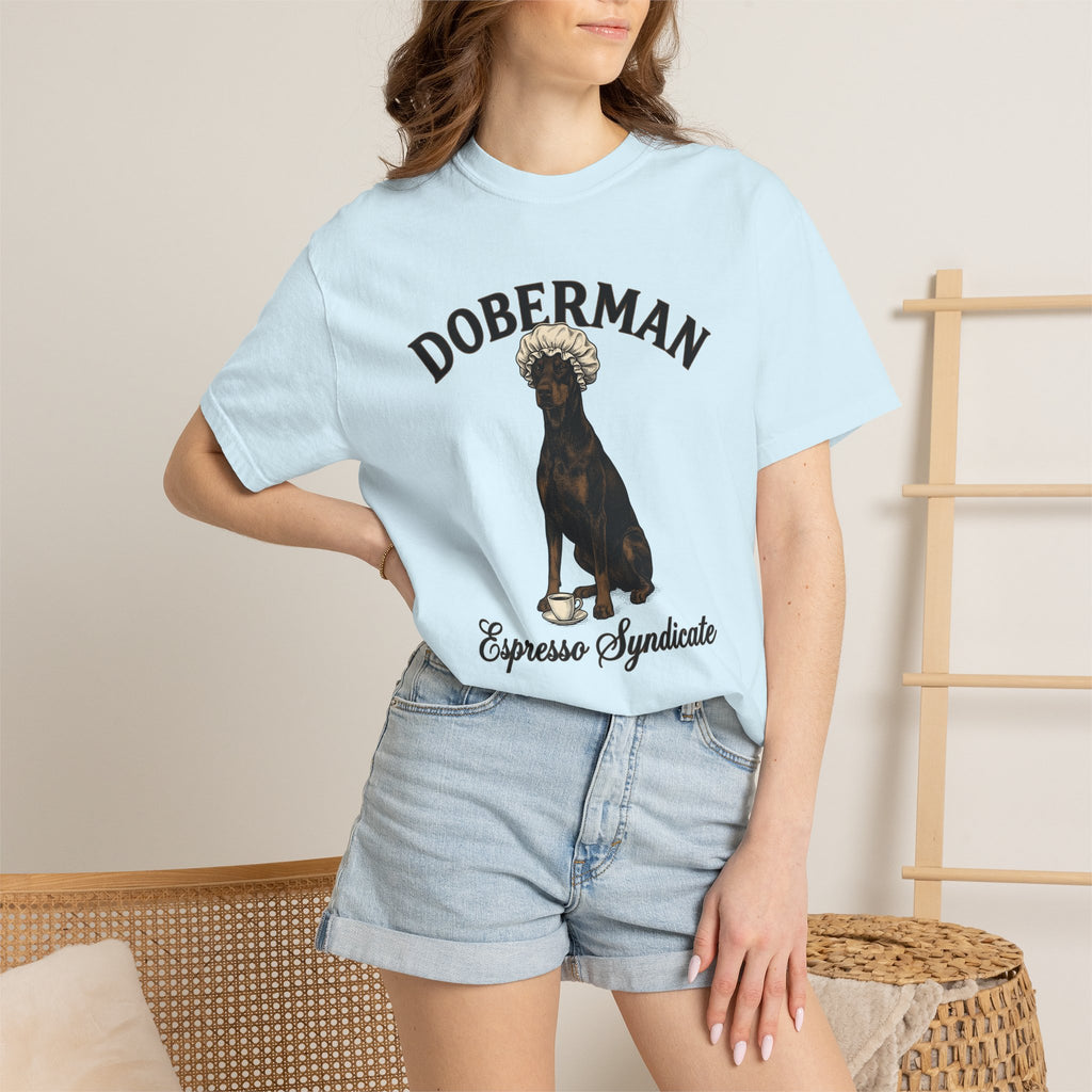 Doberman Hound Shirt Coffee Puppy Gift Women Cartoon Tee Dobermann T-Shirt Coffee Fan Comic Tshirt Puppy Graphic Minimalist Espresso Cup