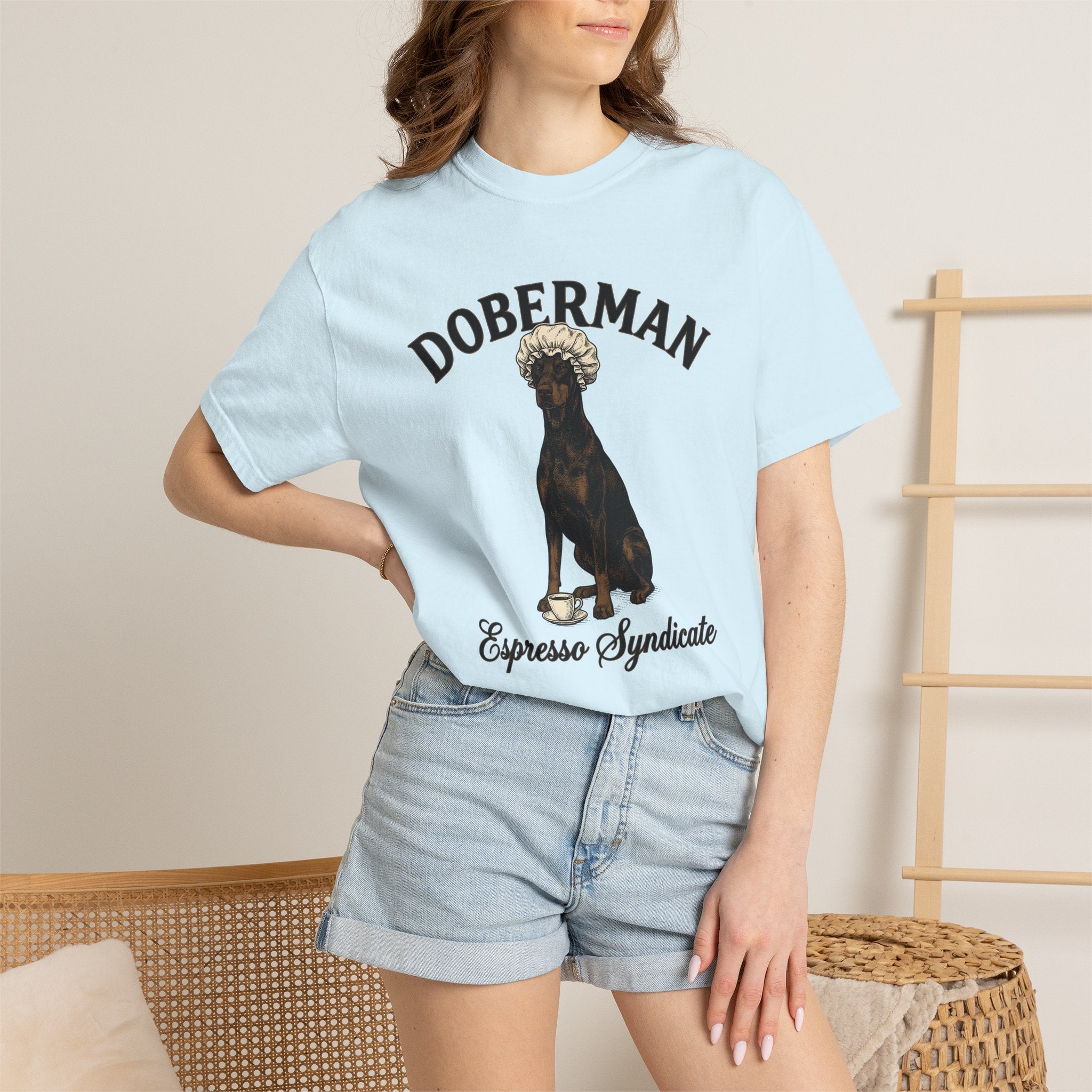 Doberman Hound Shirt Coffee Puppy Gift Women Cartoon Tee Dobermann T-Shirt Coffee Fan Comic Tshirt Puppy Graphic Minimalist Espresso Cup
