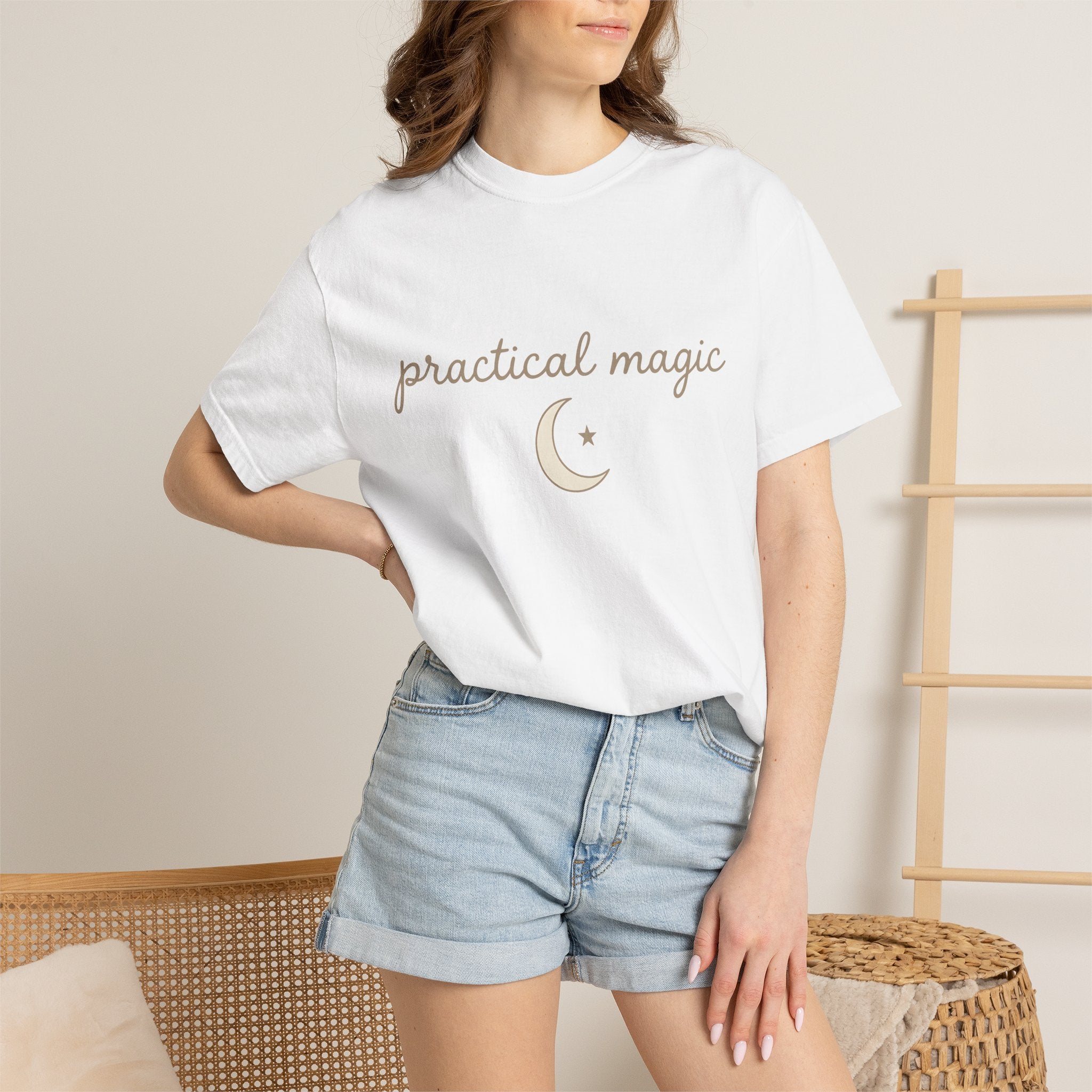 Crescent Moon Shirt Magic Zodiac Gift Women Modern Tee Lunar T-Shirt Witch Enthusiast Contemporary Tshirt Astrology Graphic Tribal Star
