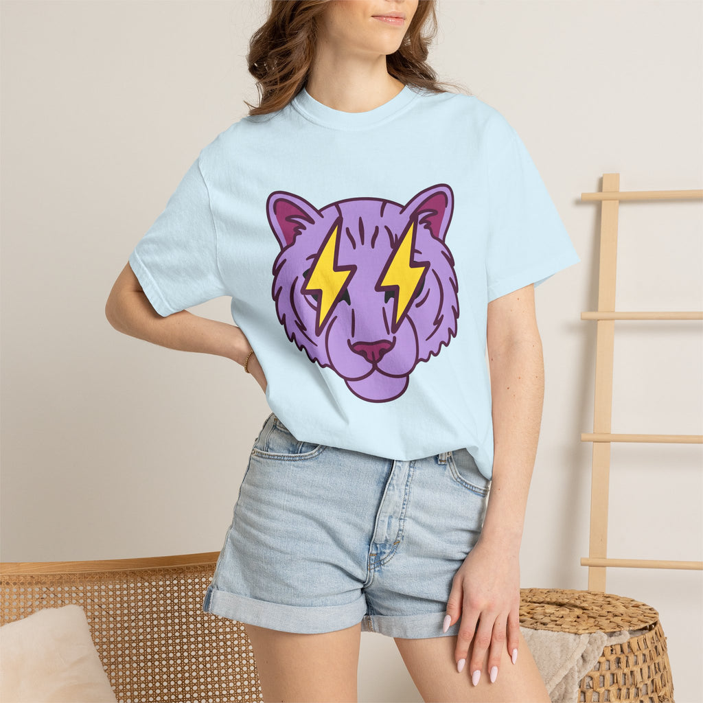 Cat Head Shirt Cat Pet Gift Women Graphic Design Tee Kitten T-Shirt Cat Fan Feline Tshirt Animal Graphic Comic Style Lightning Streaks