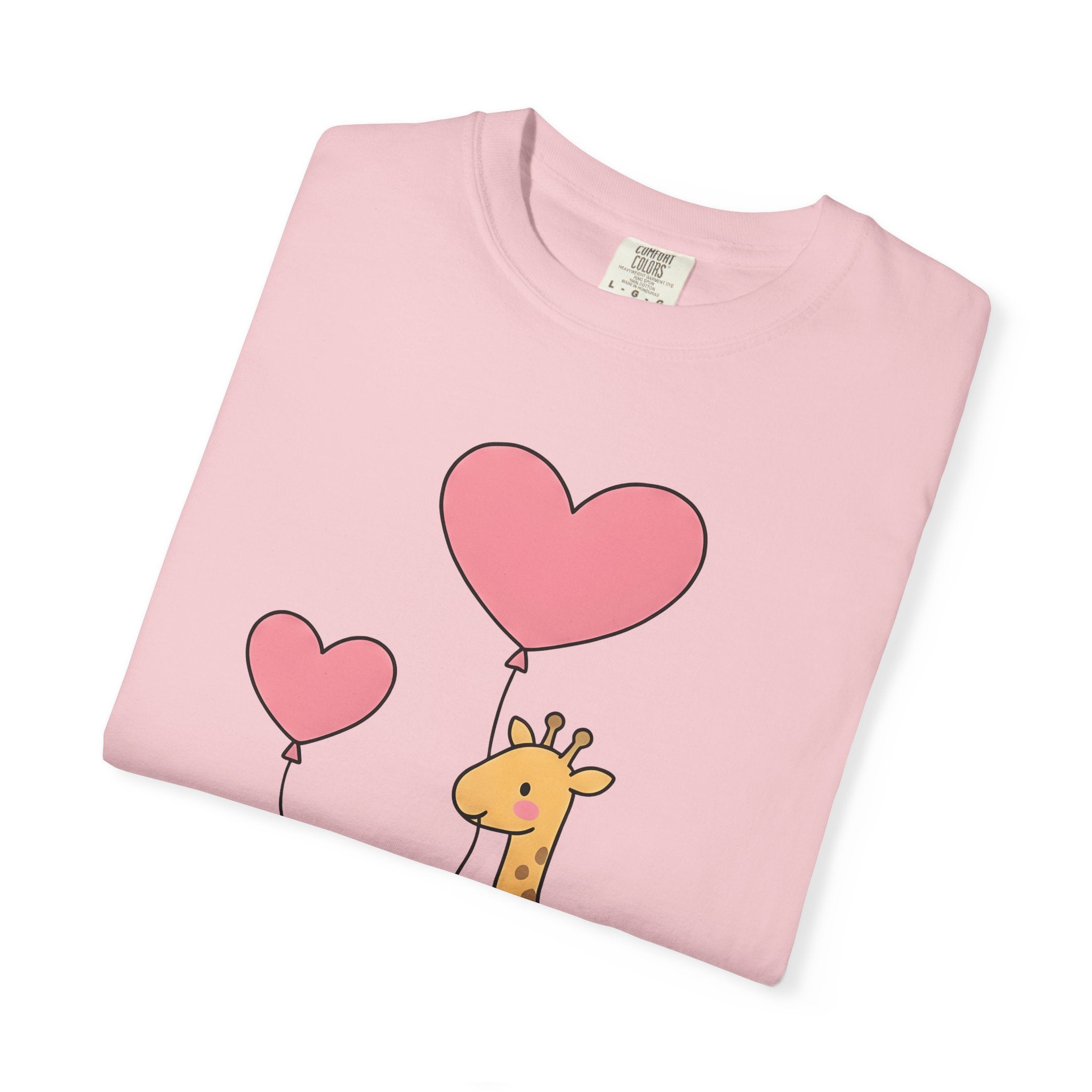 Giraffe Pair Shirt Animals Affection Gift Women Sweet Tee Giraffes T-Shirt Wildlife Fan Cute Tshirt Love Graphic Clean Heart Balloon Tshirt