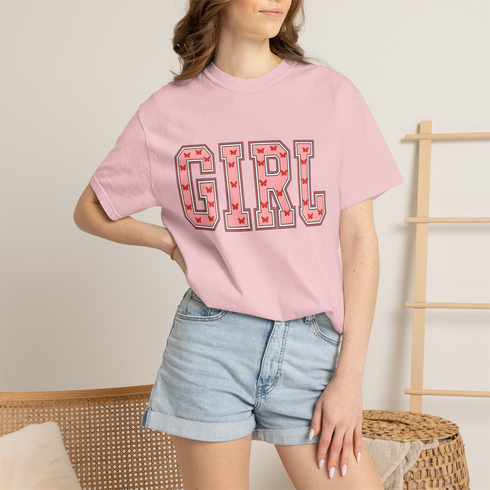 Butterfly Letterman Text Shirt St Valentine's Day Motivation Gift Women Chunky Tee Butterfly T-Shirt Valentine's Fan Bold Tshirt