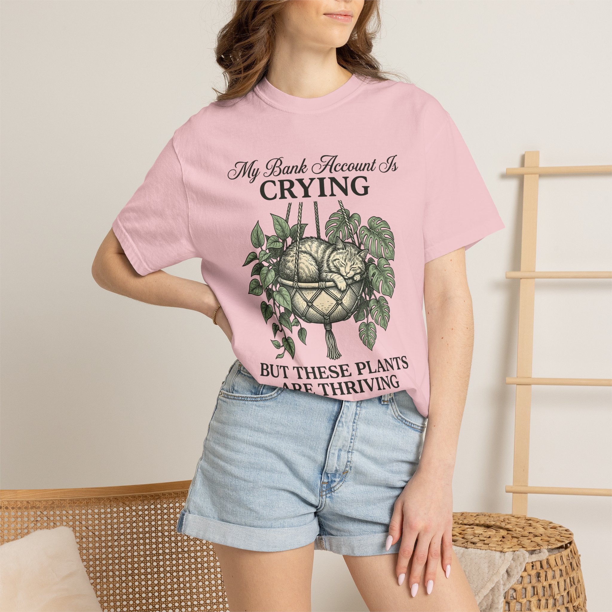Cat Plant Shirt Cat Gardening Gift Women Botanical Tee Feline T-Shirt Cat Fan Floral Tshirt Gardening Design Vintage Hanging Basket Tshirt