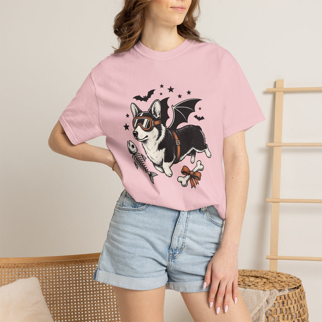 Corgi Bat Wings Shirt Halloween Animal Gift Women Neo Traditional Tee Pembroke Welsh Corgi T-Shirt Spooky Fan Tattoo Tshirt Creature Graphic