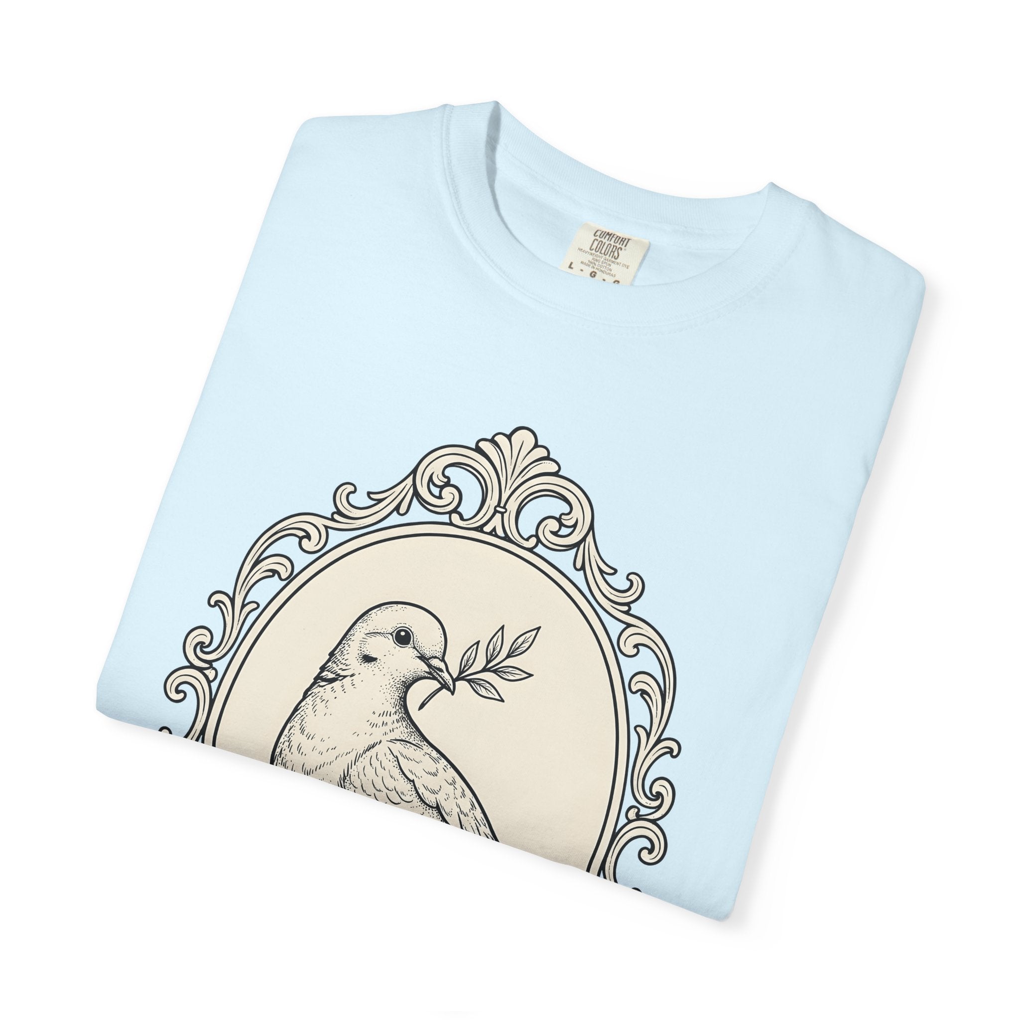 Dove Shirt Easter Harmony Gift Women Sketch Tee Pigeon T-Shirt Easter Fan Dove Drawing Retro Branch Tshirt