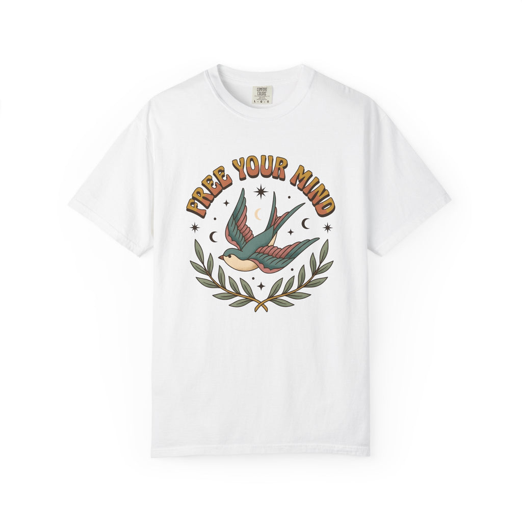 Swallow Bird Shirt Boho Chic Garden Gift Women Line Art Tee Martin T-Shirt Bohemian Fan Illustration Graphic Sketch Branch Tshirt