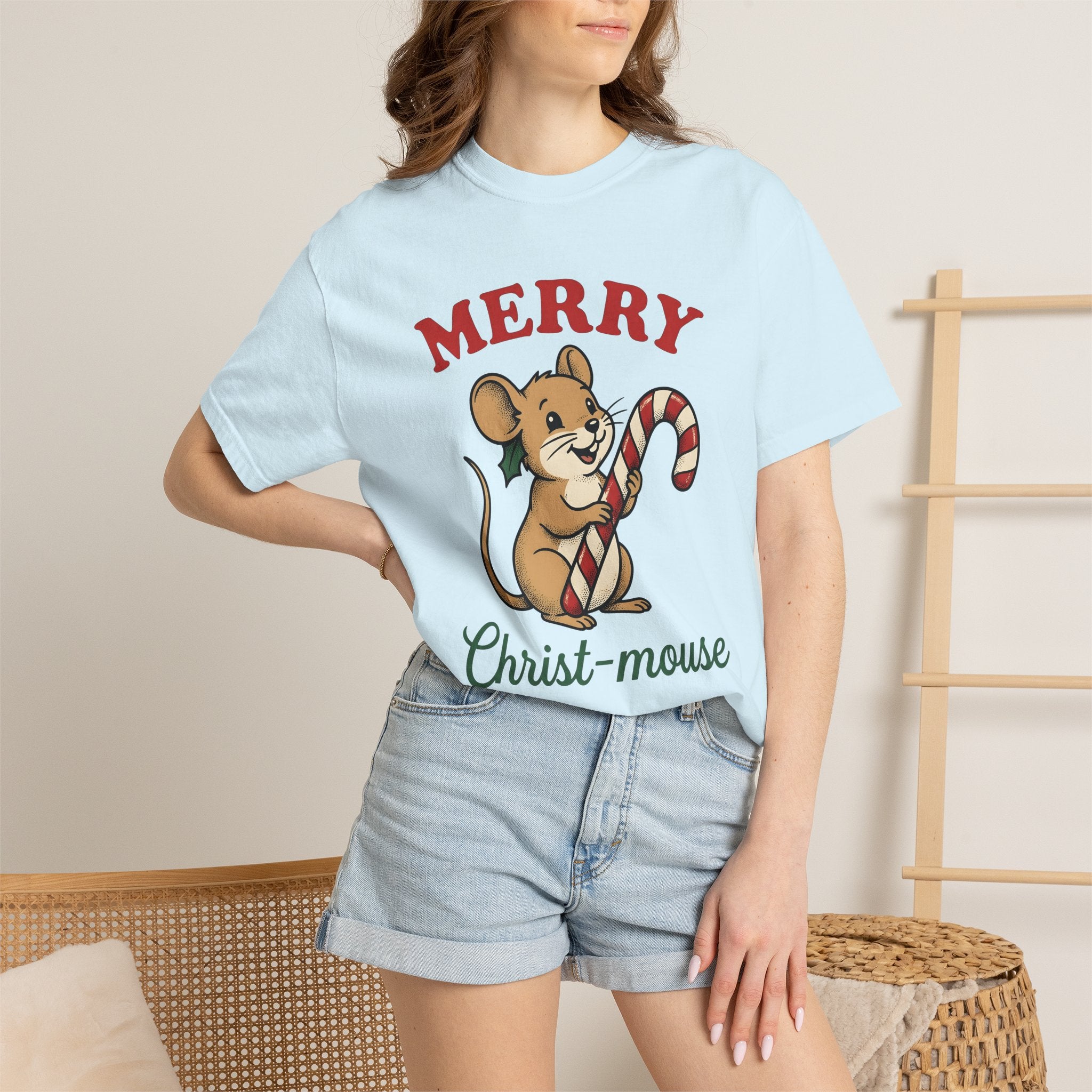 Rodent Candy Cane Shirt Christmas Wildlife Gift Women Comic Tee Mouse T-Shirt Xmas Fan Cartoon Tshirt Wildlife Graphic Sketch Ivy Tshirt