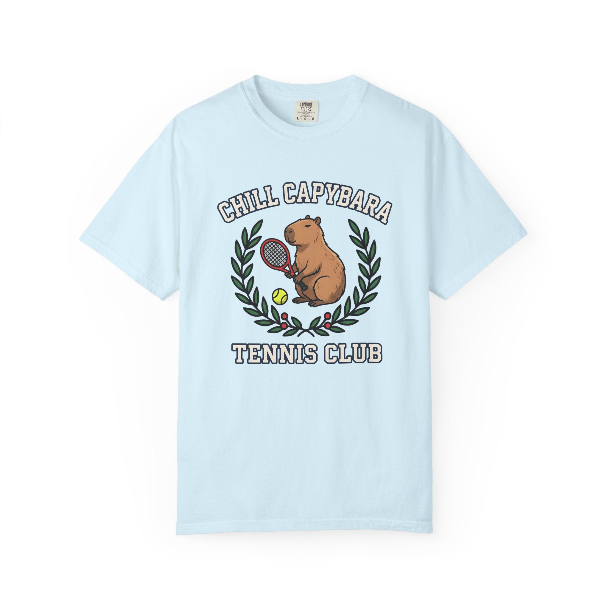 Capybara Tennis Shirt Sports Fauna Gift Women Illustration Tee Rodent T-Shirt Athlete Fan Wildlife Graphic Tshirt Sketch Garland Tshirt