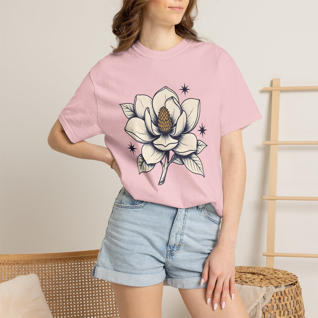 Magnolia Petal Shirt Floral Plants Gift Women Botanical Print Tee Flower T-Shirt Floral Fan Botanical Illustration Plant Graphic Tshirt