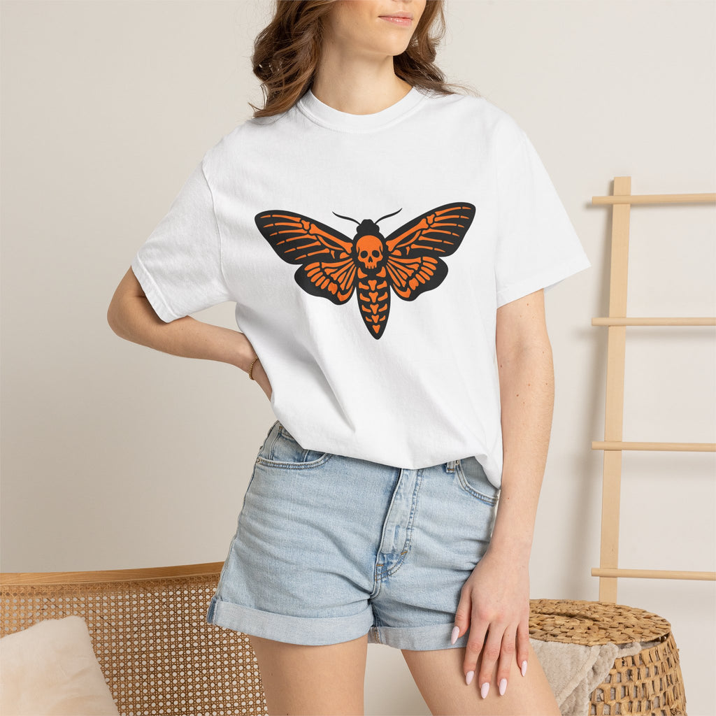 Death Moth Shirt Halloween Gothic Gift Women Bold Graphic Tee Moth T-Shirt Horror Fan Dark Art Tshirt Gothic Graphic Skull Tshirt
