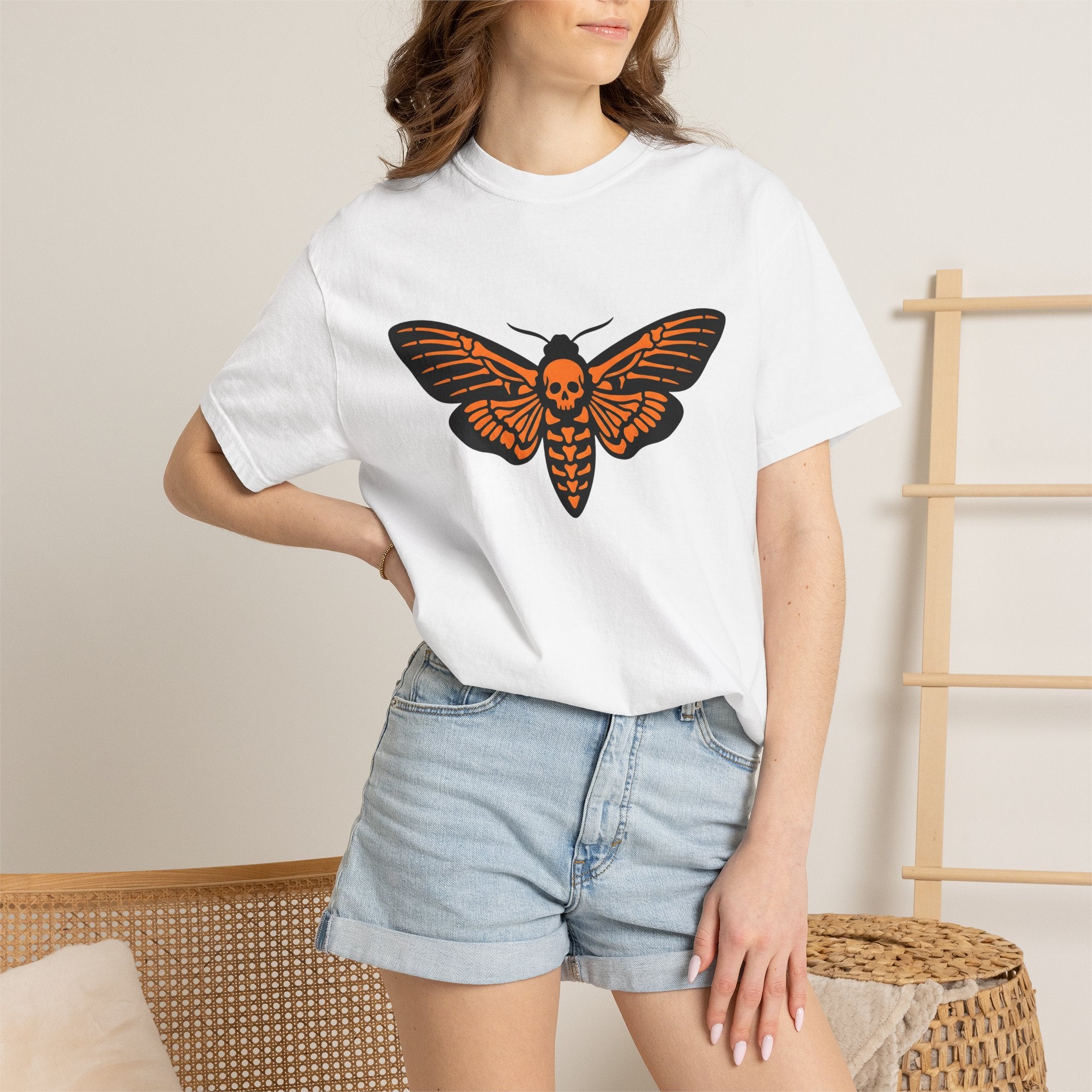 Death Moth Shirt Halloween Gothic Gift Women Bold Graphic Tee Moth T-Shirt Horror Fan Dark Art Tshirt Gothic Graphic Skull Tshirt