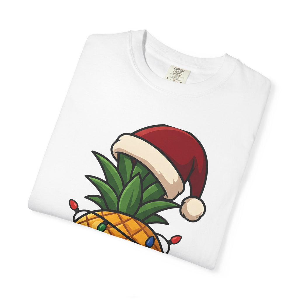 Tropical Fruit Santa Shirt Christmas Beach Gift Women Kawaii Tee Fruit Claus T-Shirt Xmas Fan Cute Tshirt Coastal Graphic Hand Drawn Festive