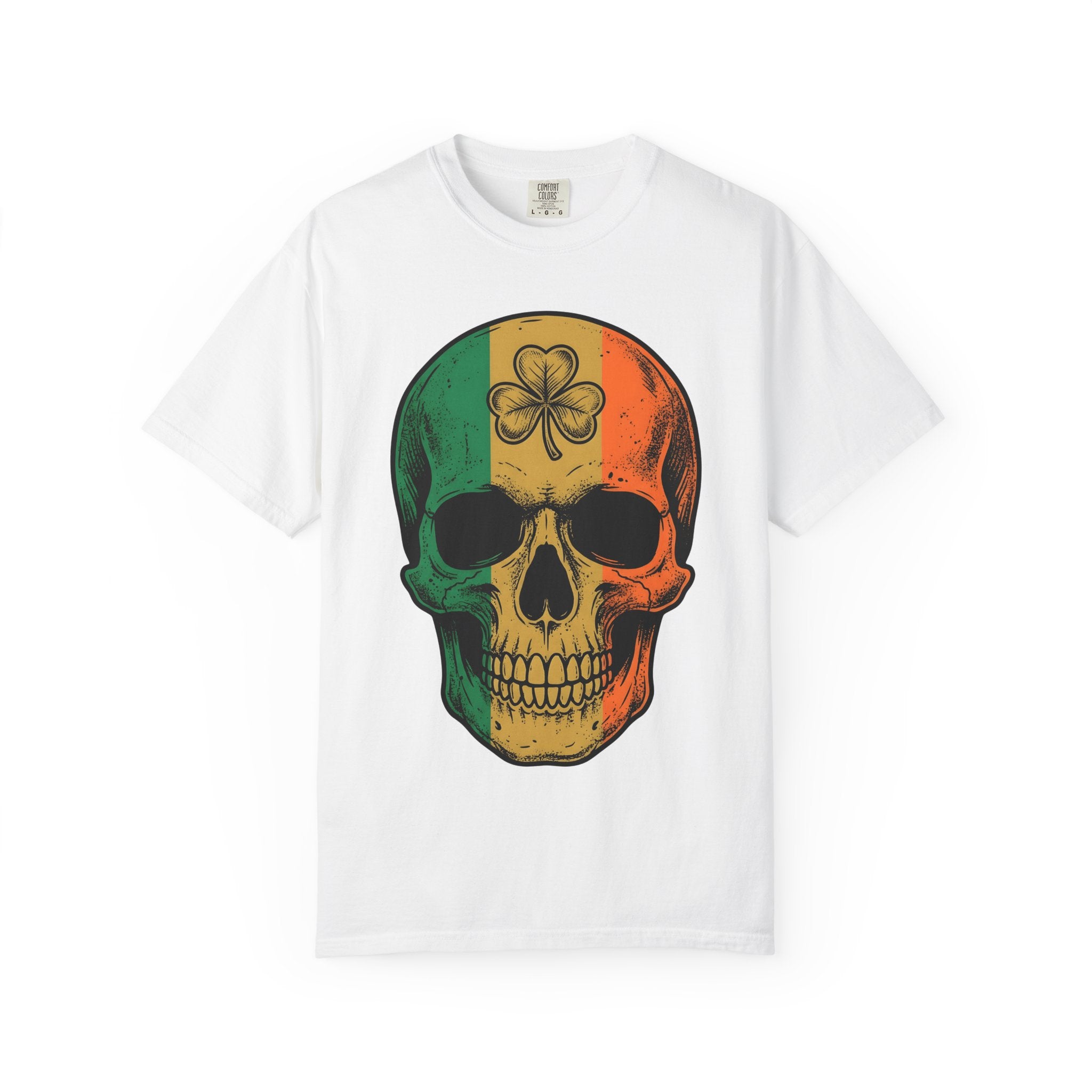 Skull Green Clover Shirt St Patrick's Day Emerald Gift Women Weathered Tee Sugar Skull T-Shirt Irish Fan Distressed Tshirt Emerald Graphic