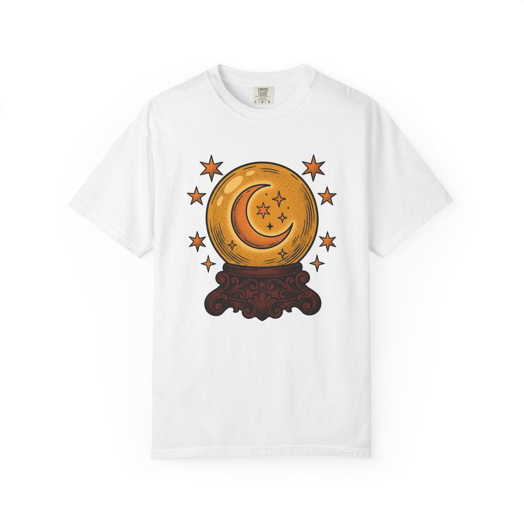 Crystal Ball Shirt Boho Chic Celestial Gift Women Mystical Tee Oracle T-Shirt Bohemian Enthusiast Magical Tshirt Galaxy Graphic Vintage Moon