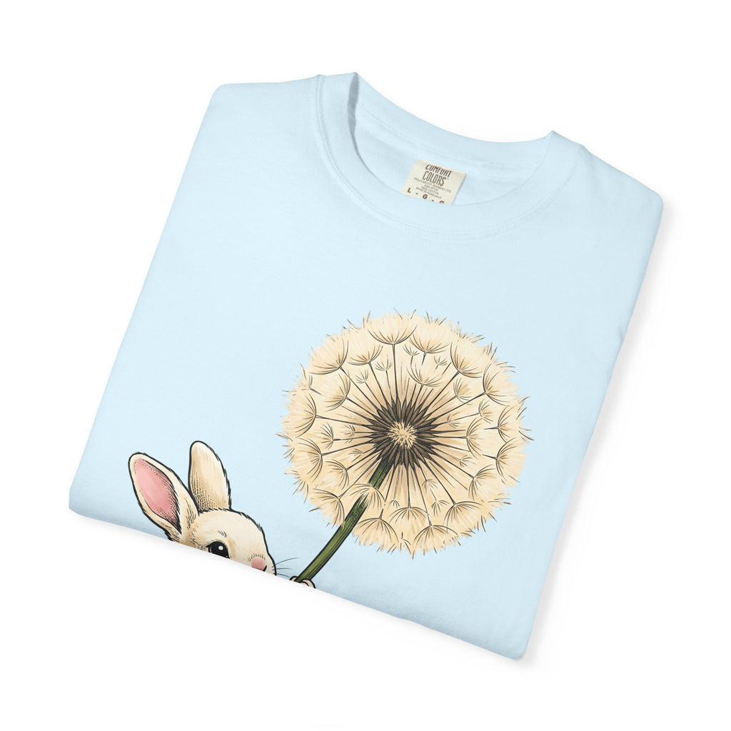 Bunny Dandelion Shirt Cute Animal Gift Women Whimsical Tee Rabbit T-Shirt Kawaii Fan Cartoon Tshirt Creature Graphic Hand Drawn Flower