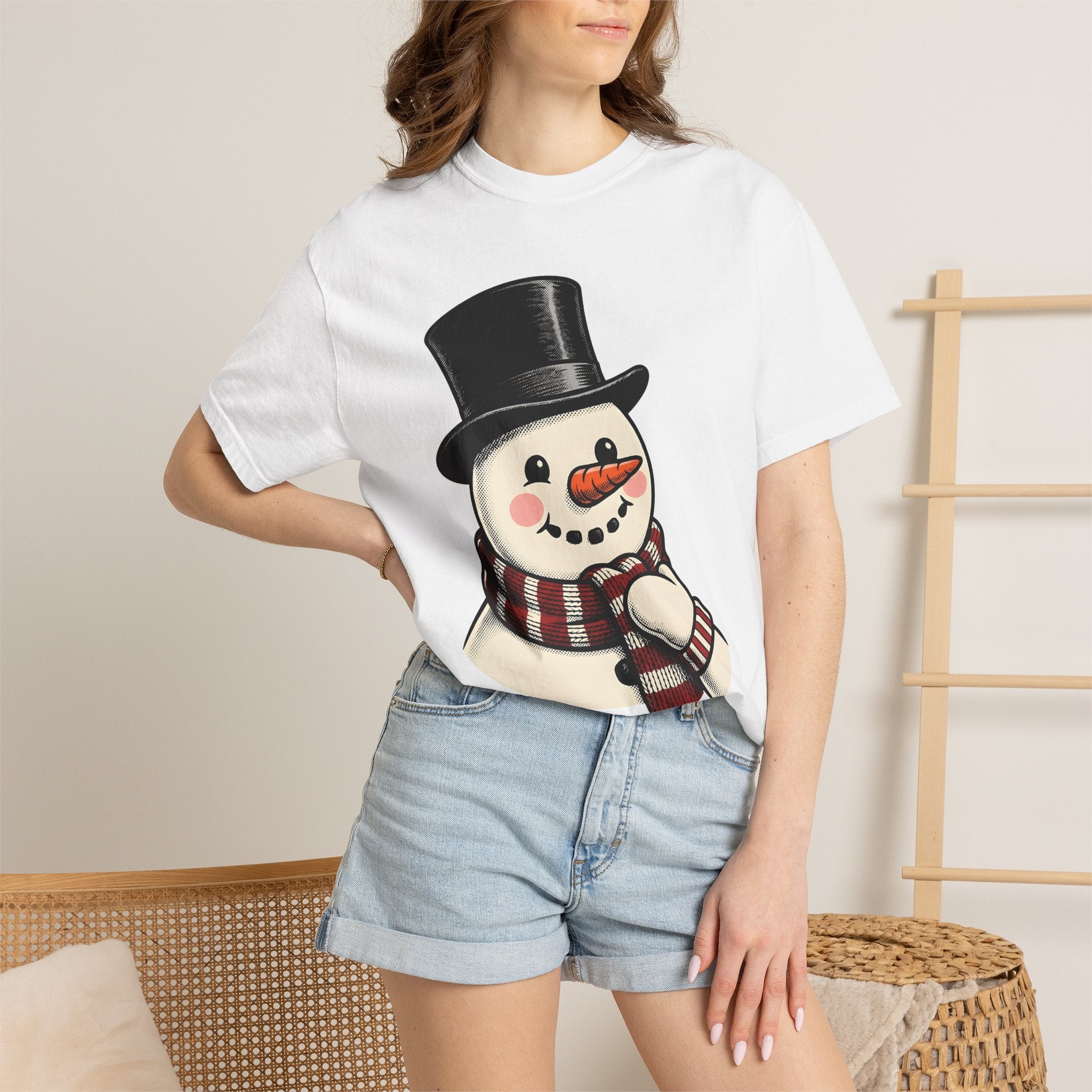 Snowman Icon Shirt Christmas Cold Gift Women Cartoon Tee Frosty T-Shirt Xmas Fan Frost Graphic Tshirt Sketch Striped Neckwear Tshirt