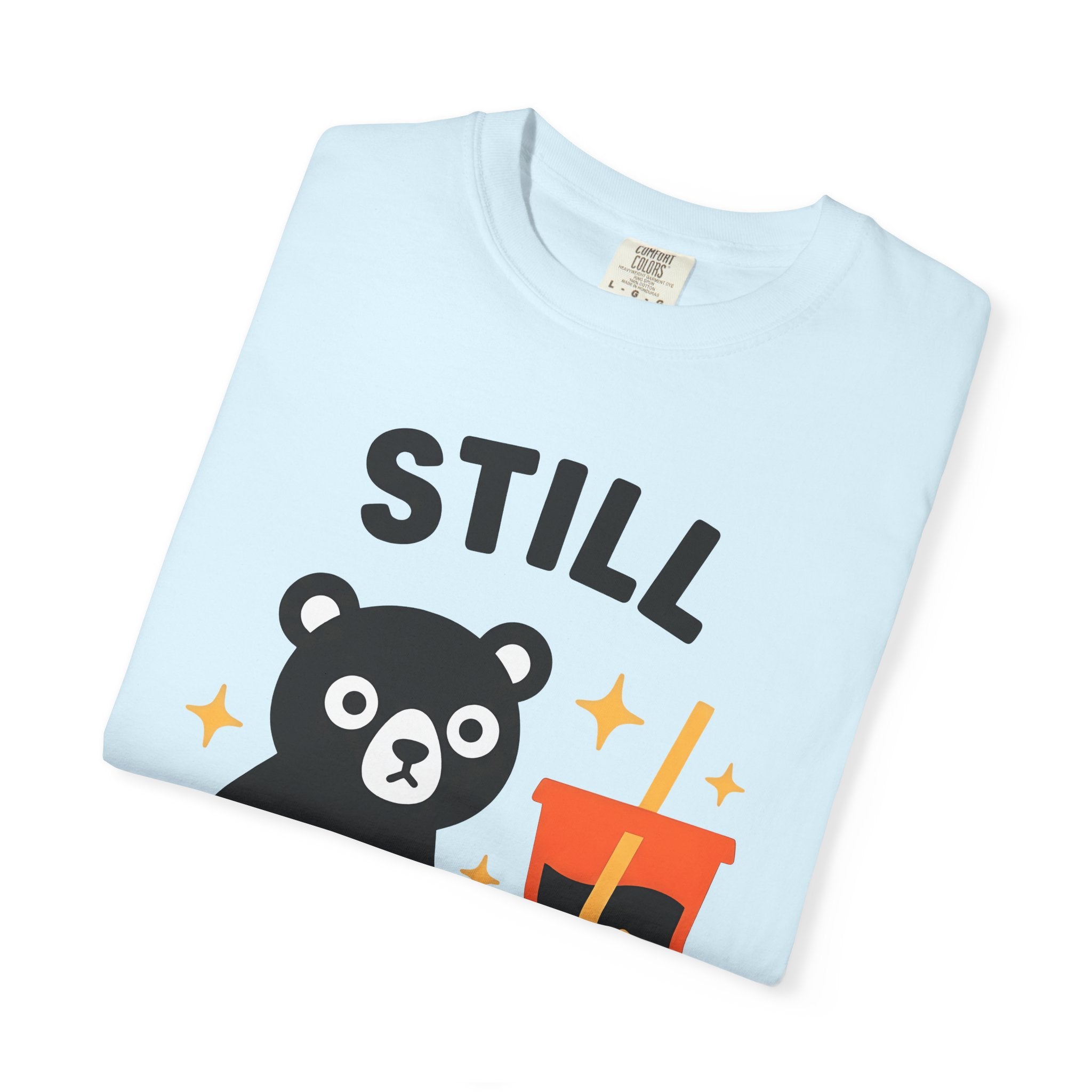 Bear Bubble Tea Shirt Coffee Wildlife Gift Women Cute Tee Boba T-Shirt Coffee Fan Animal Graphic Tshirt Simple Glitter Tshirt
