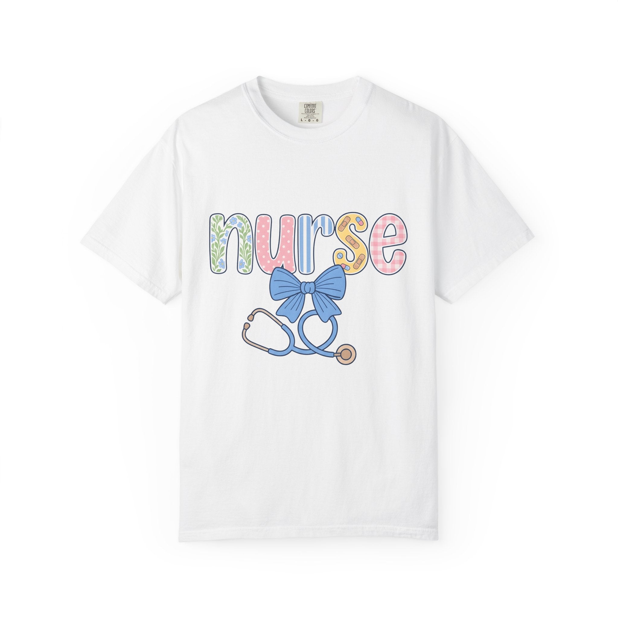 Nurse Stethoscope Bow Shirt Nurse Hospital Gift Women Adorable Tee Stethoscope T-Shirt Nursing Enthusiast Cute Tshirt Medical Graphic Doodle
